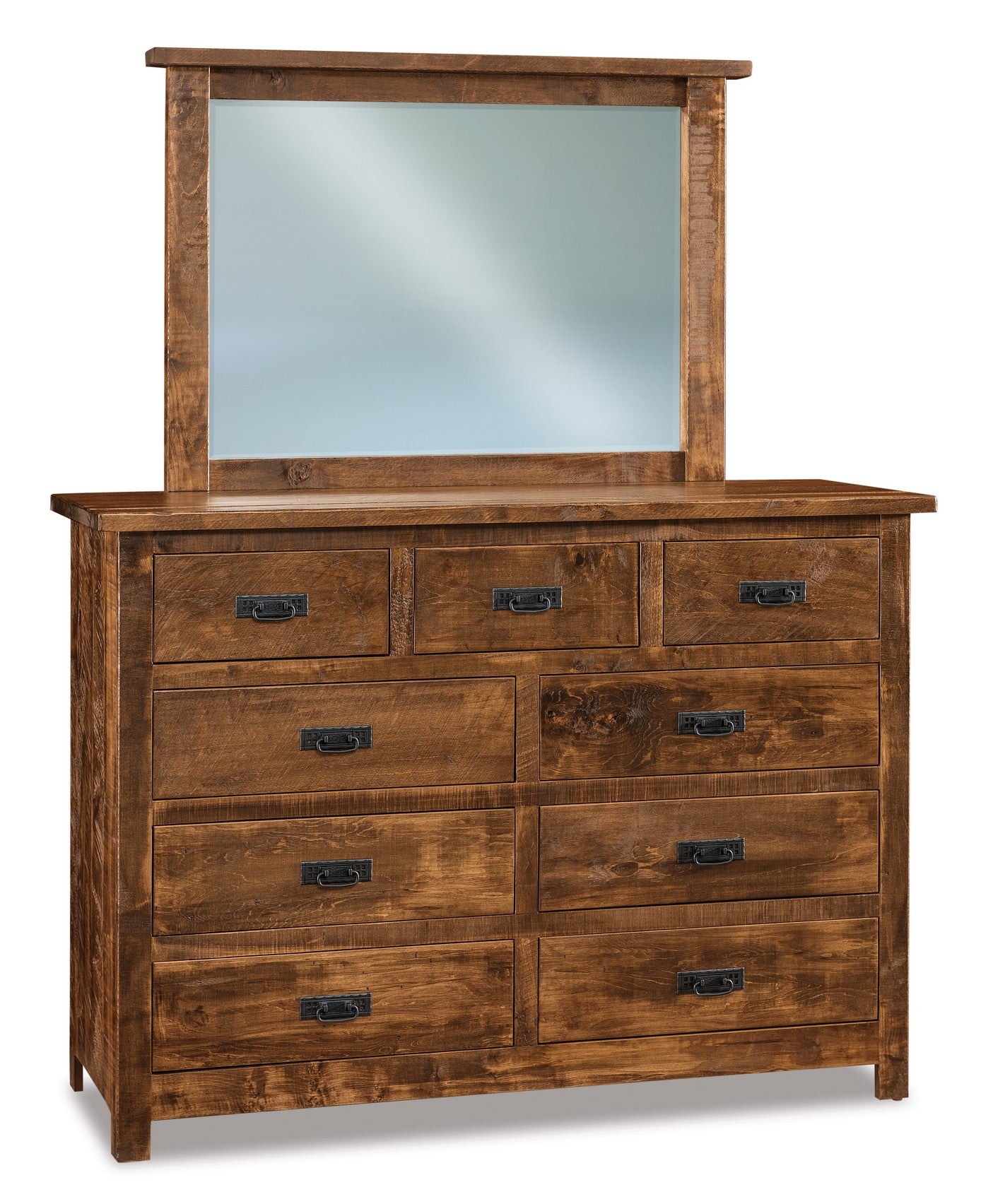 american made amish dumont 58 rustic nine drawer dresser with mirror