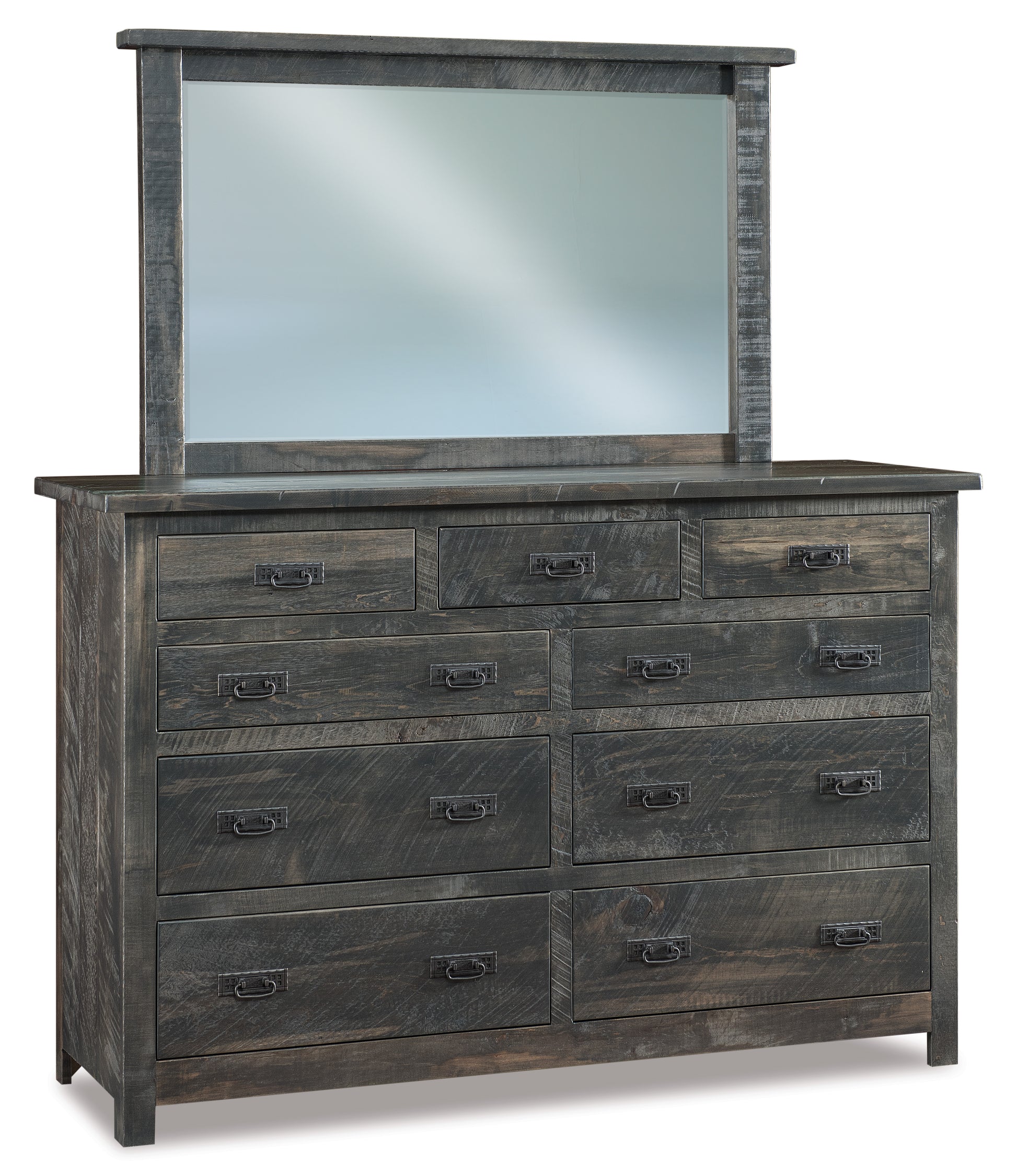 american made amish dumont rustic nine drawer dresser in antique slate