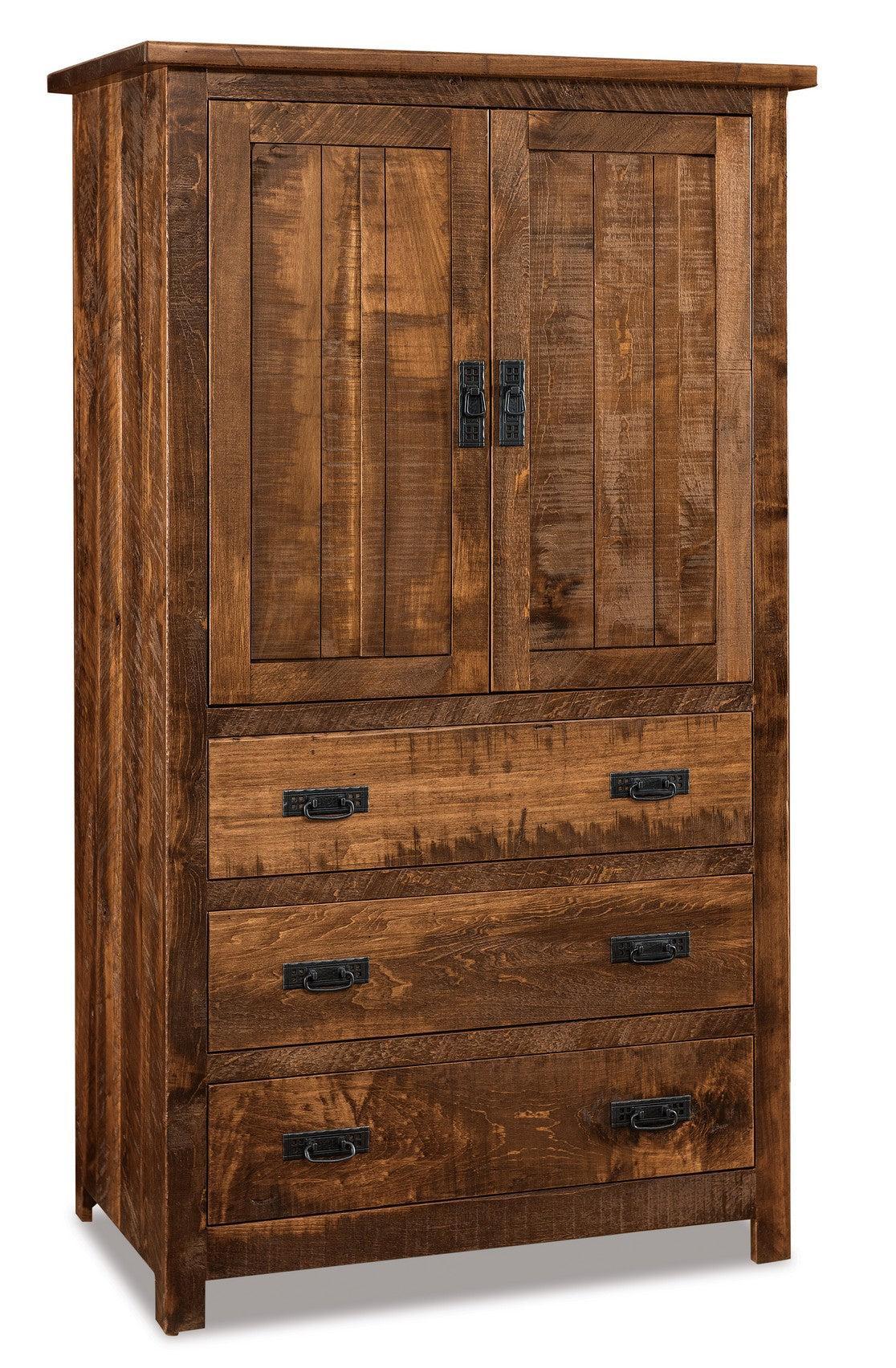 american made amish dumont rustic three drawer armoire