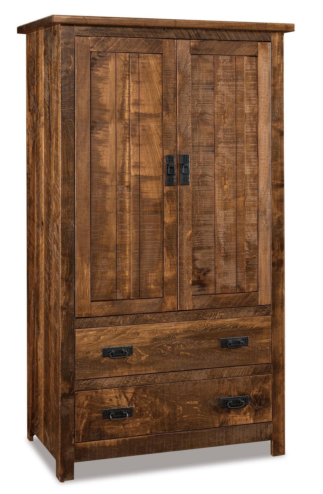american made amish dumont rustic two drawer armoire