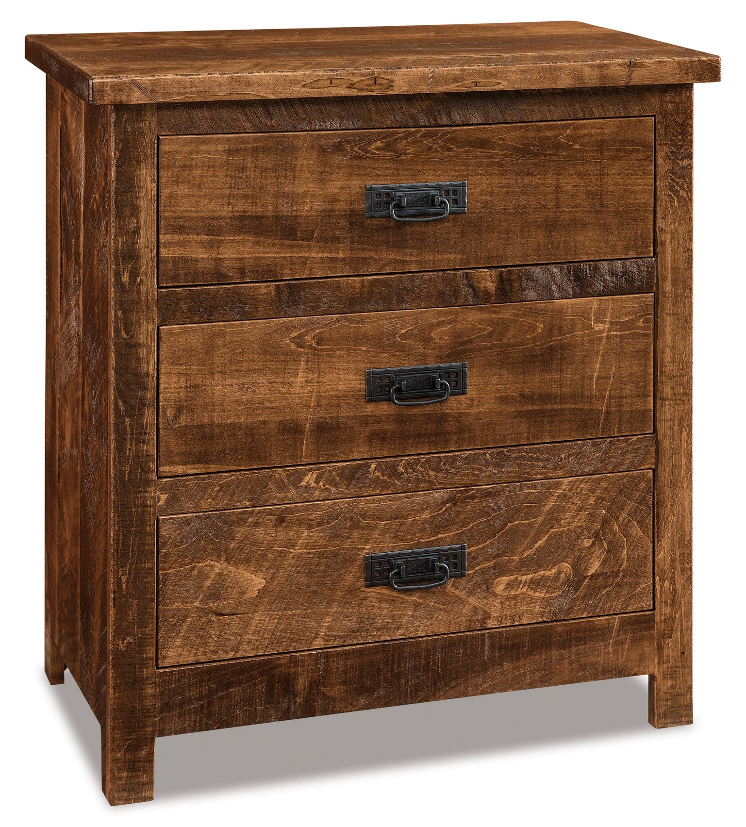 american made amish dumont rustic three drawer nightstand
