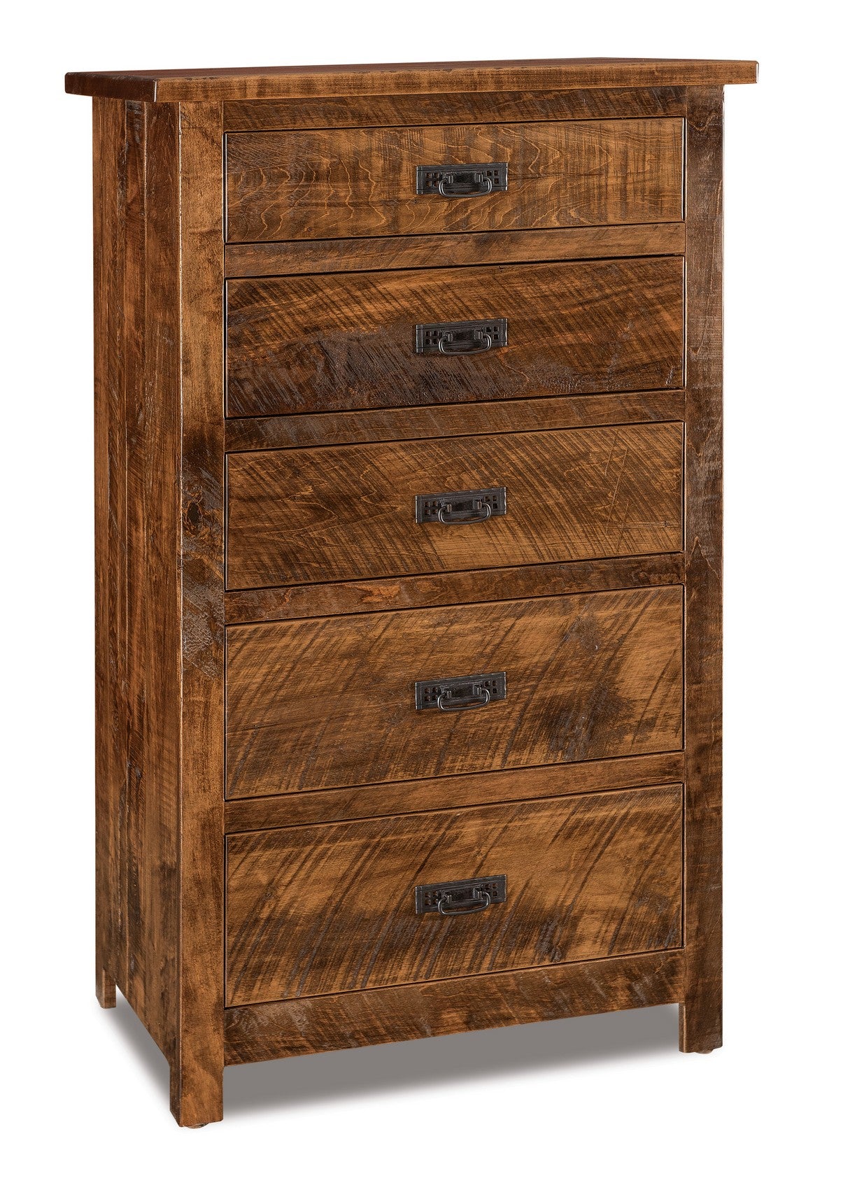 american made amish dumont rustic five drawer narrow chest