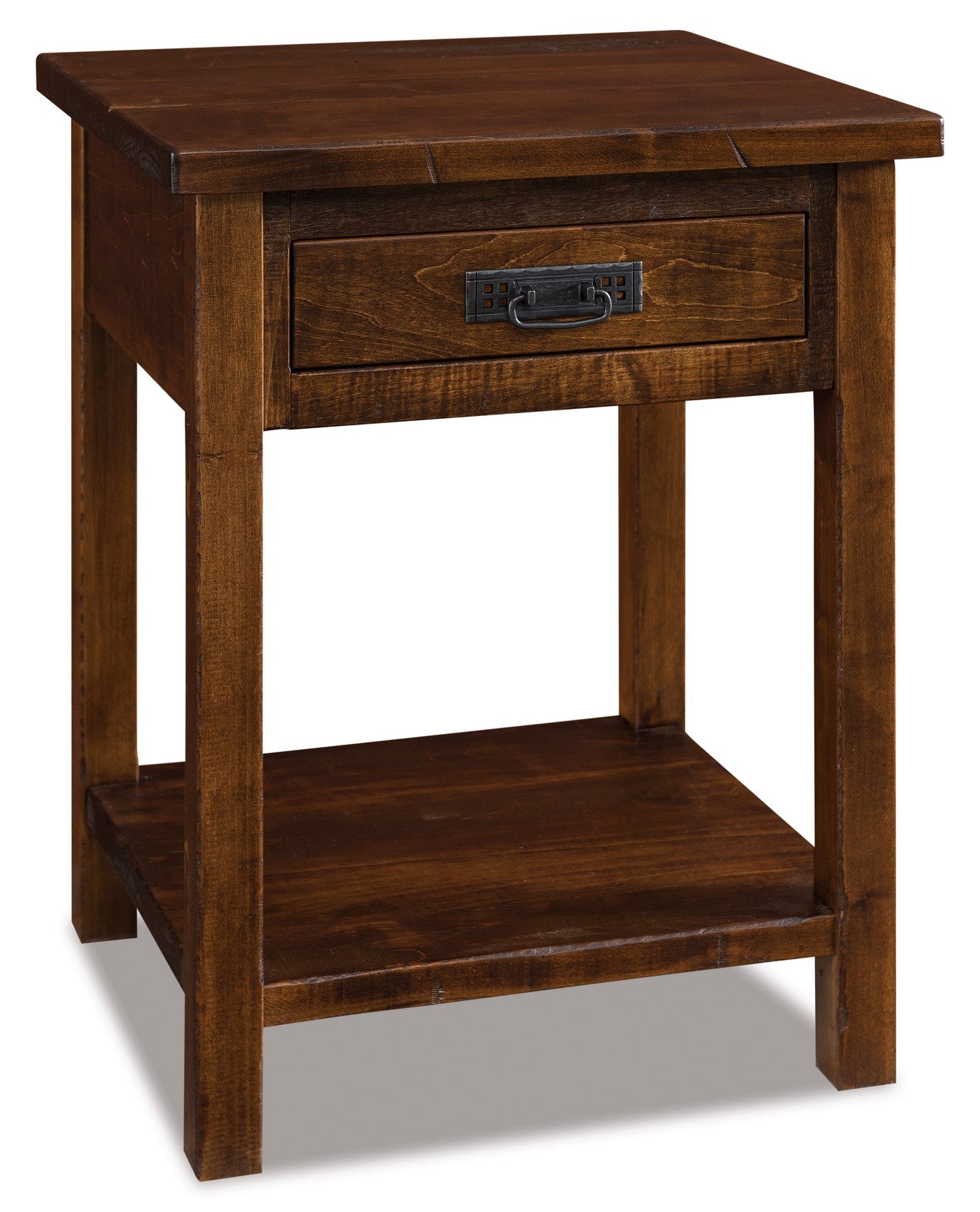american made amish dumont rustic one drawer open bottom nightstand