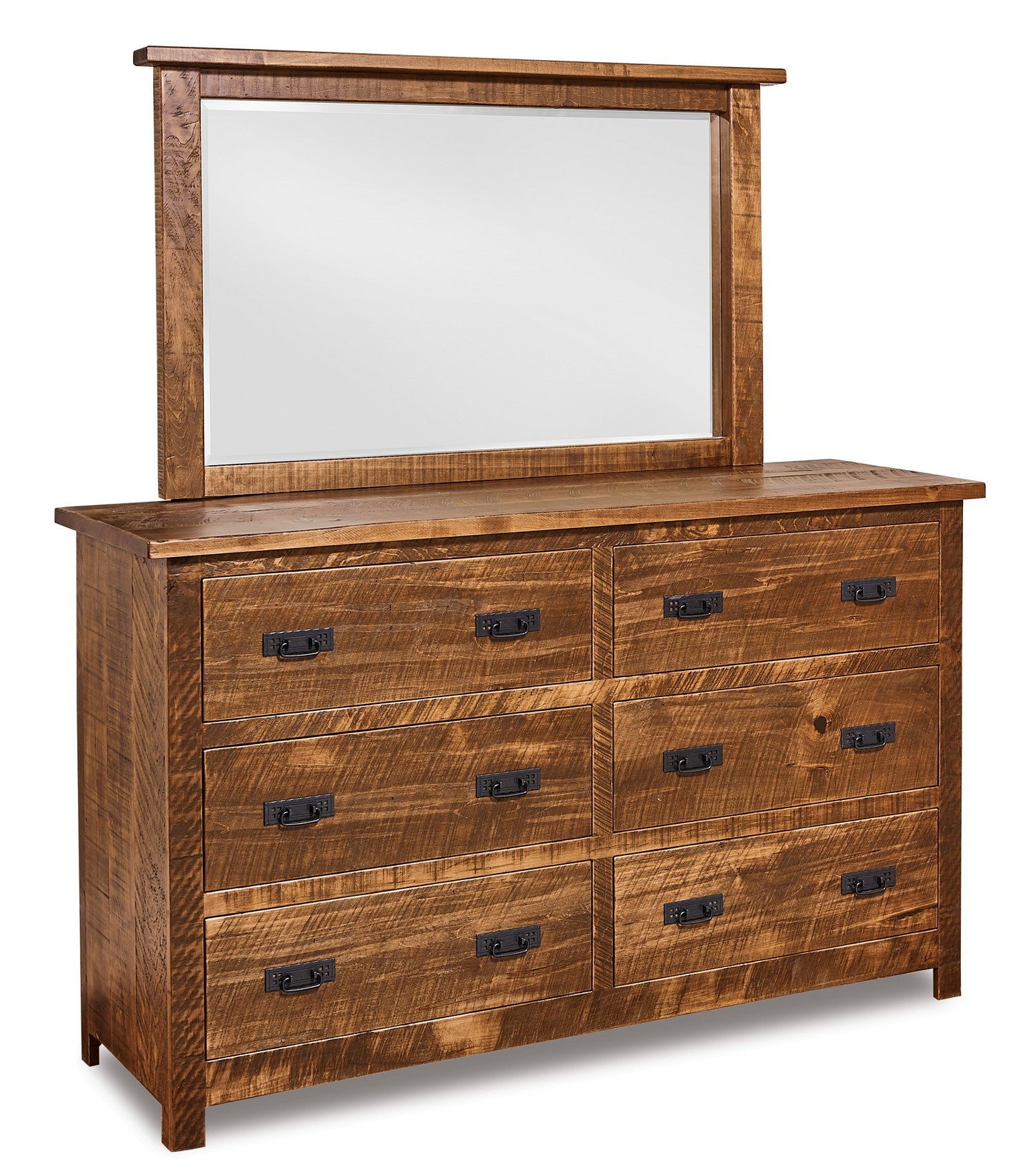 american made amish dumont rustic six drawer dresser with mirror