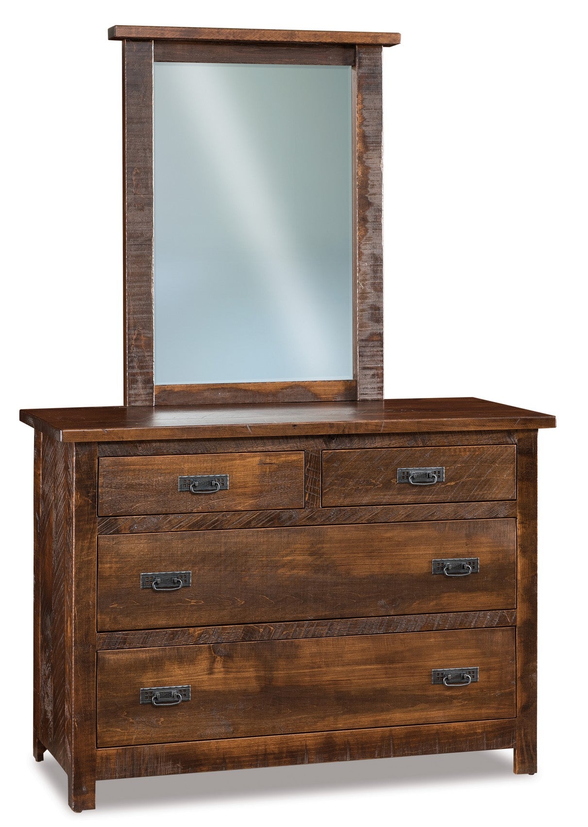 american made amish dumont rustic four drawer small dresser with mirror