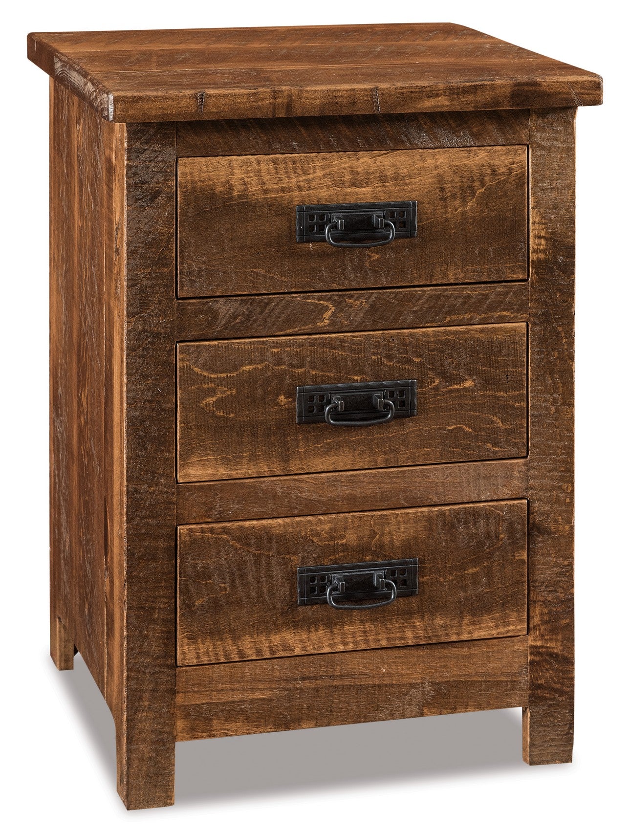 american made amish dumont rustic three drawer nightstand