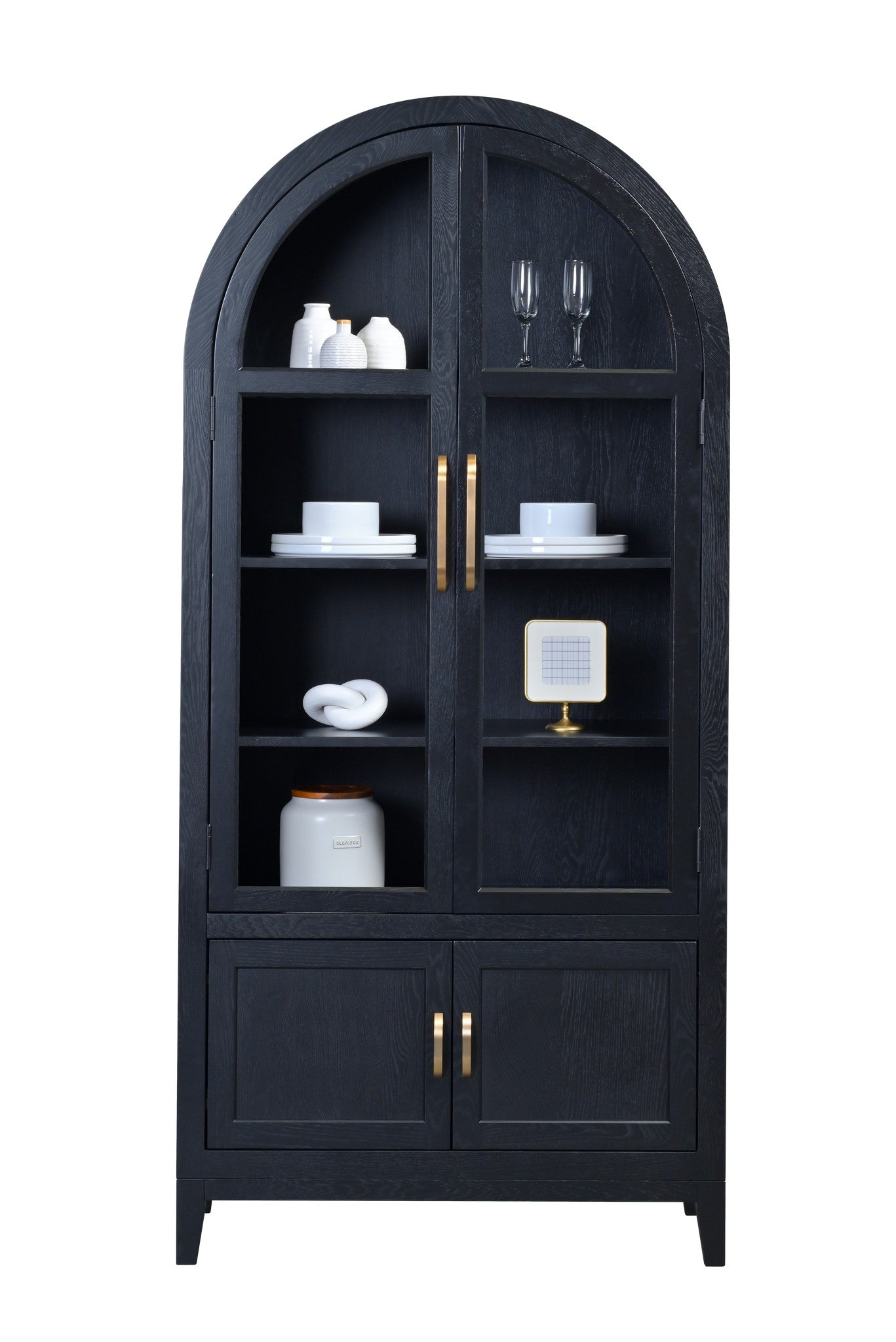durham display cabinet with oak wood and ebony stain