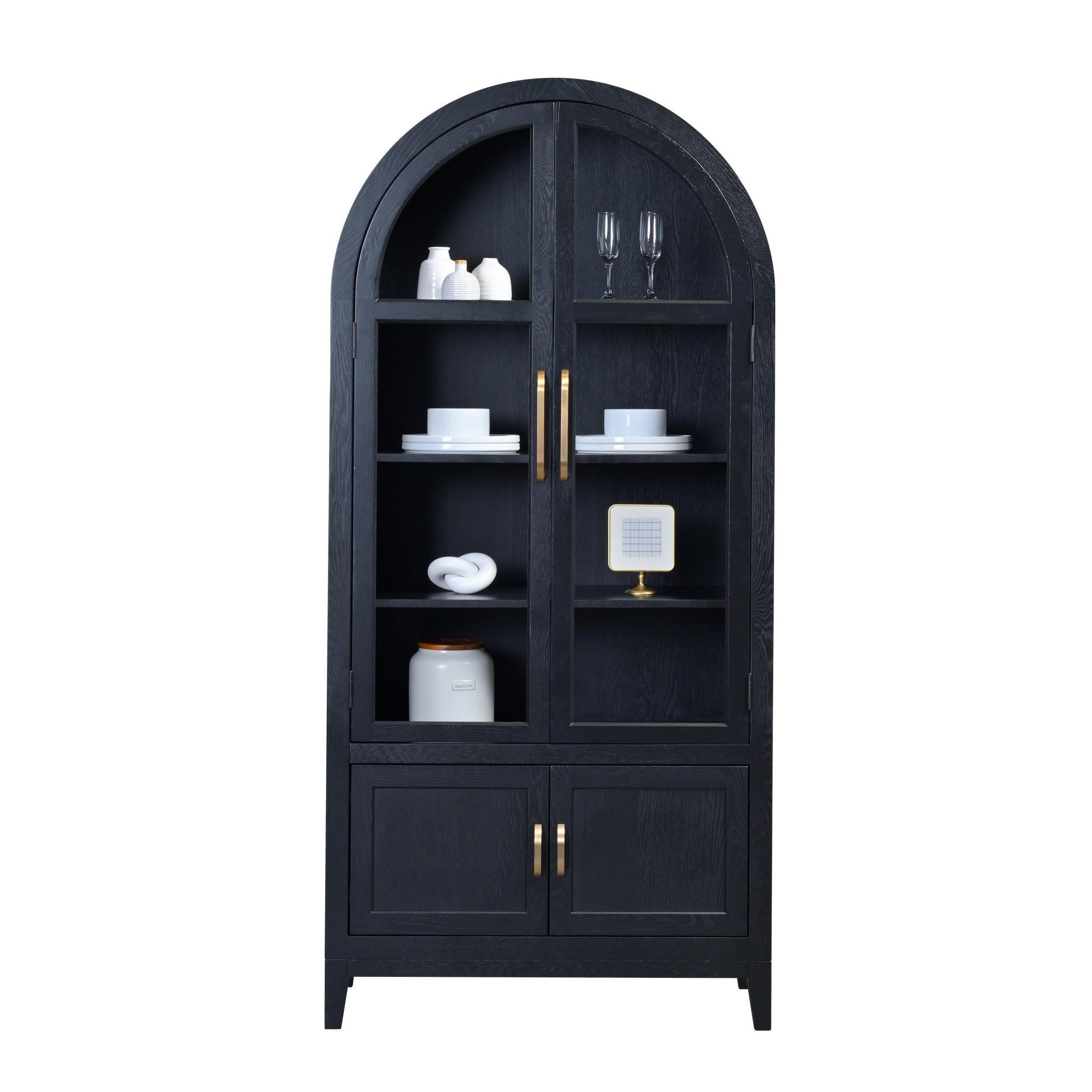 durham display cabinet with oak wood and ebony stain