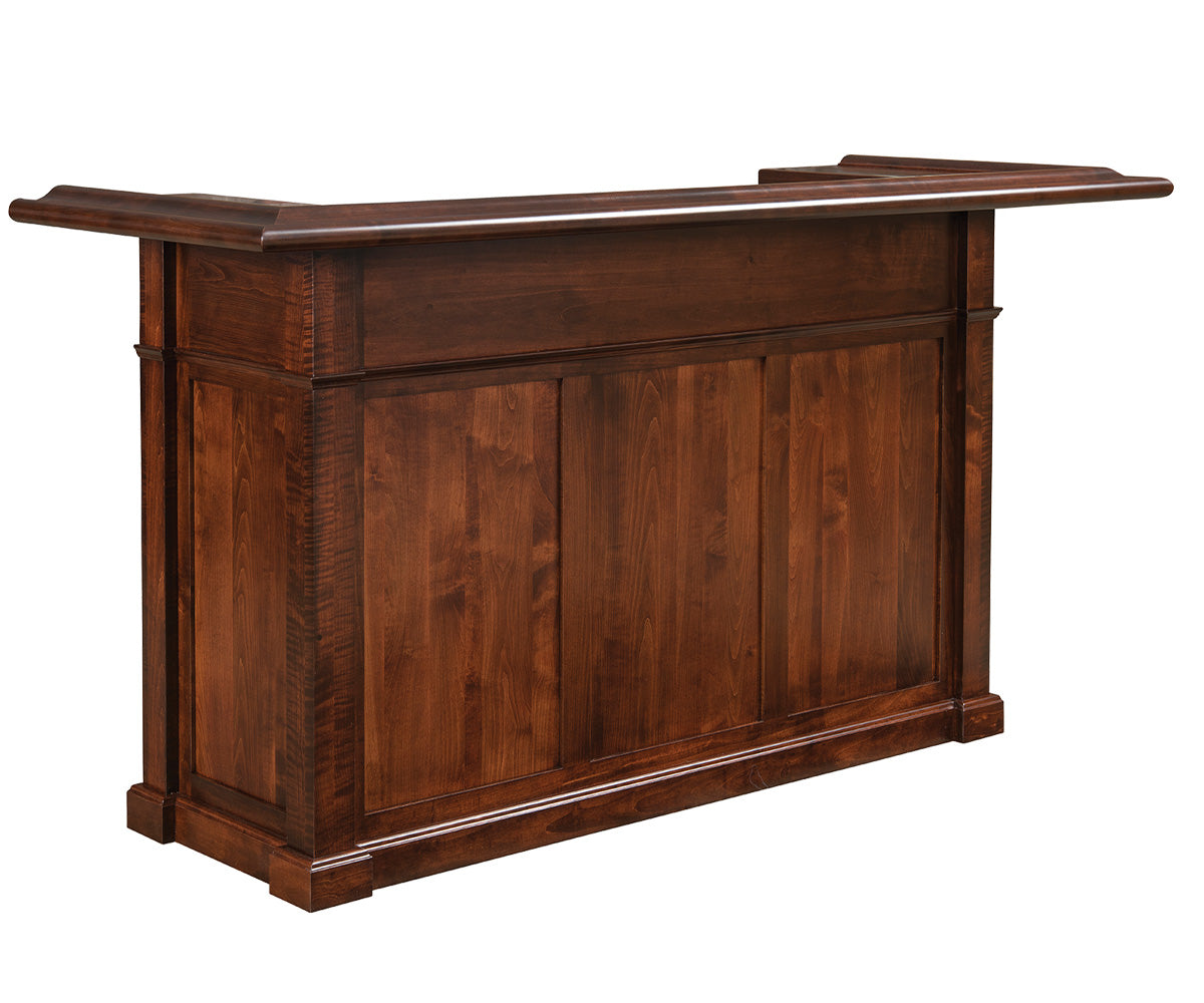 amish home bar shown in cherry