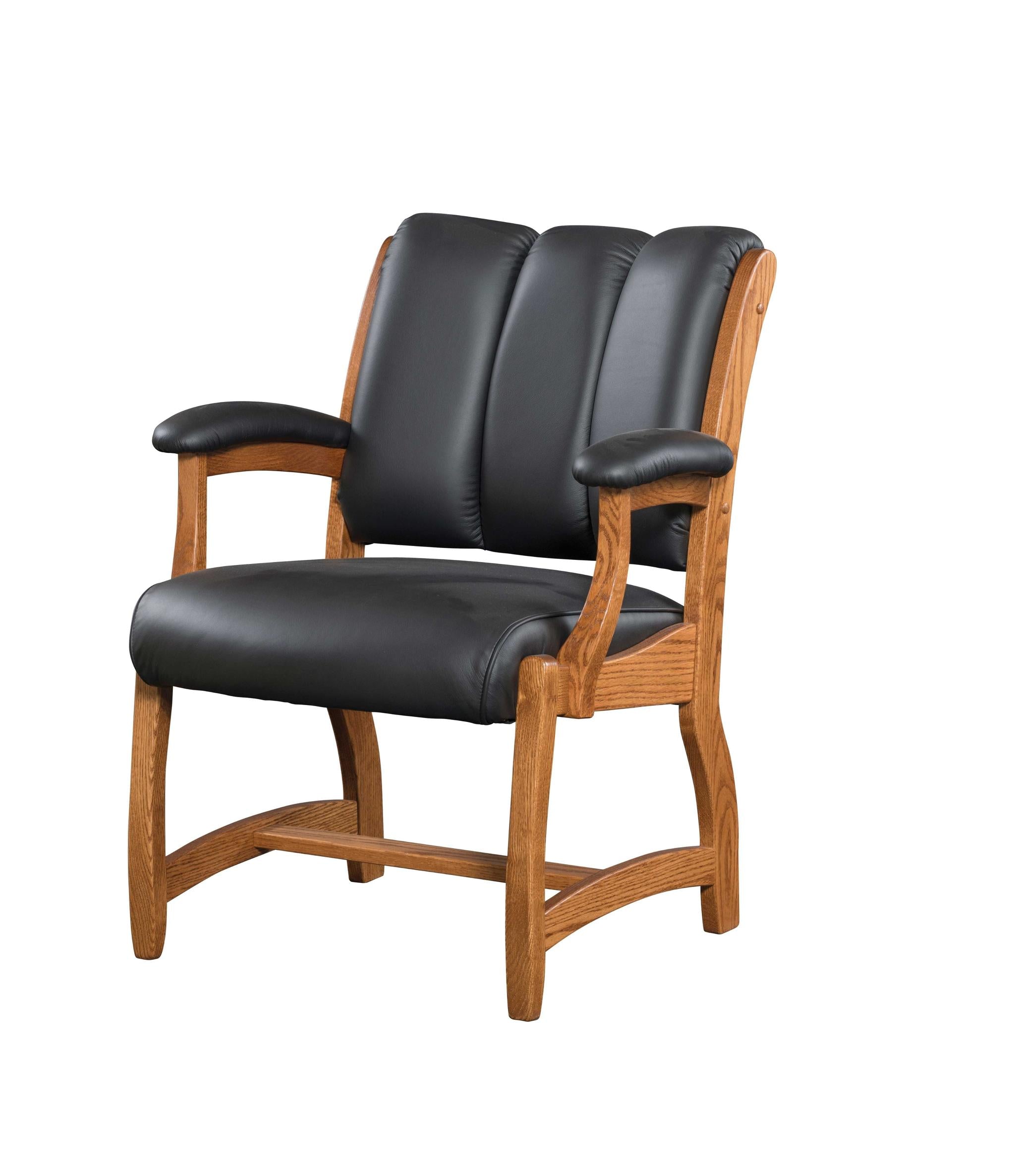 Amish Edelweiss Client Arm Chair-Client Chair-Oak-Buckeye Leather-The Amish House