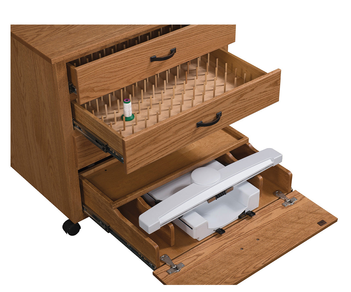 amish sewing cabinet shown in oak