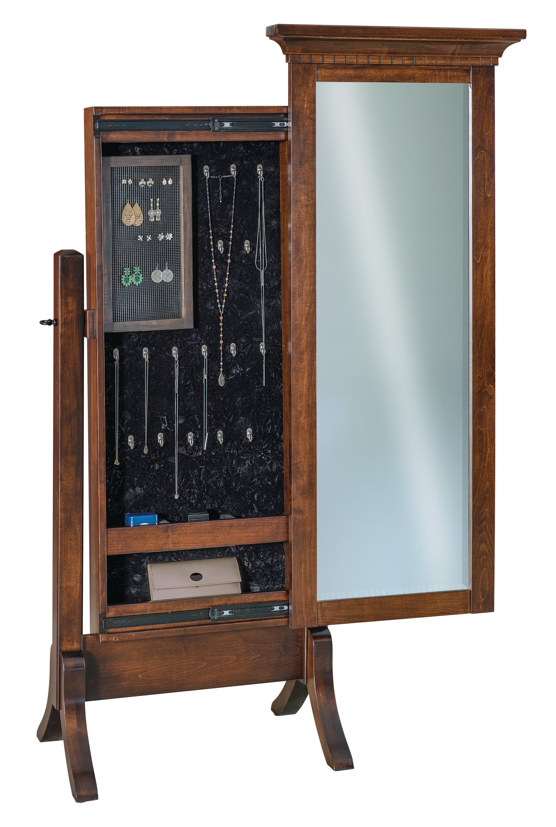 amish empire beveled cheval full length jewelry mirror