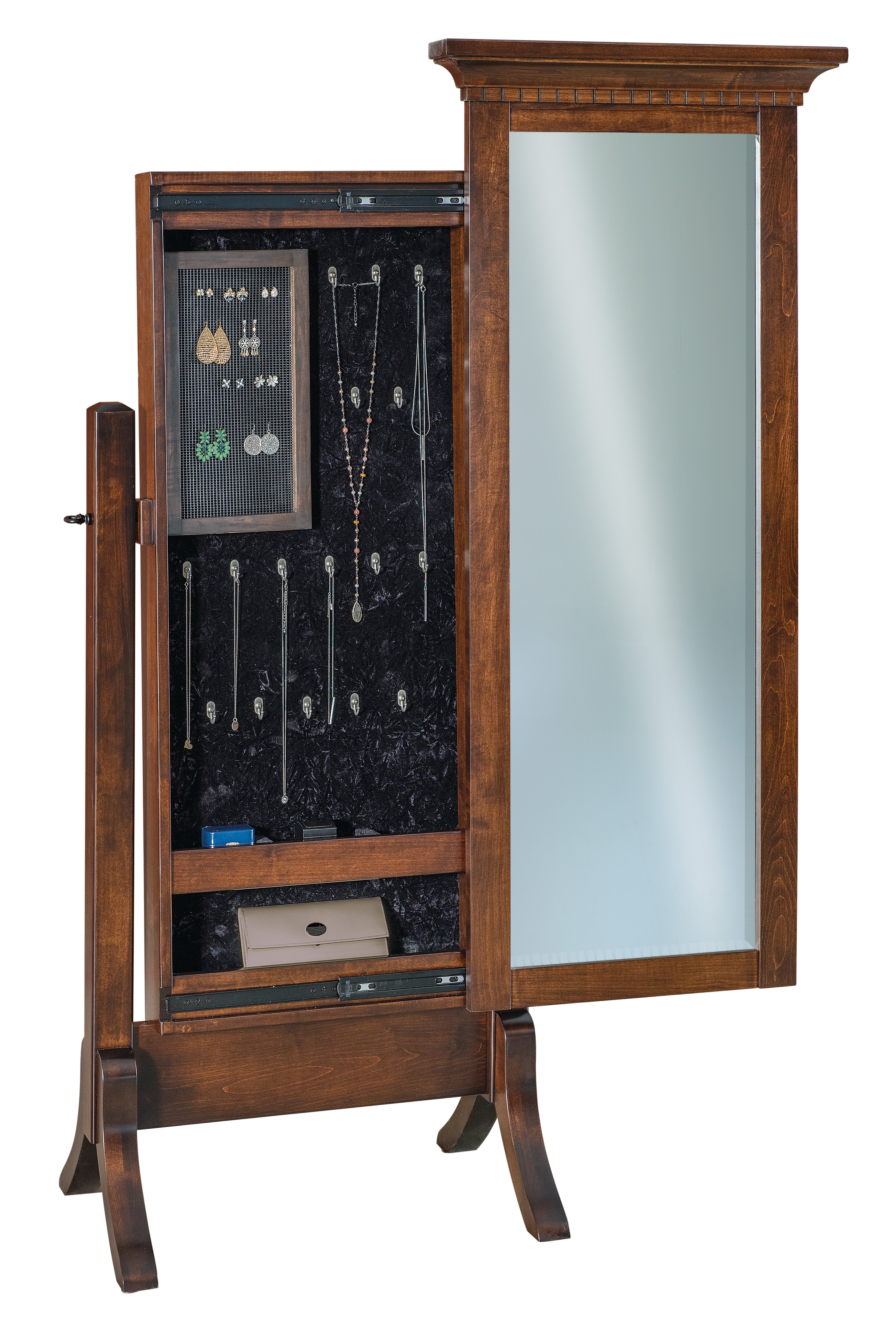 amish empire beveled cheval full length jewelry mirror