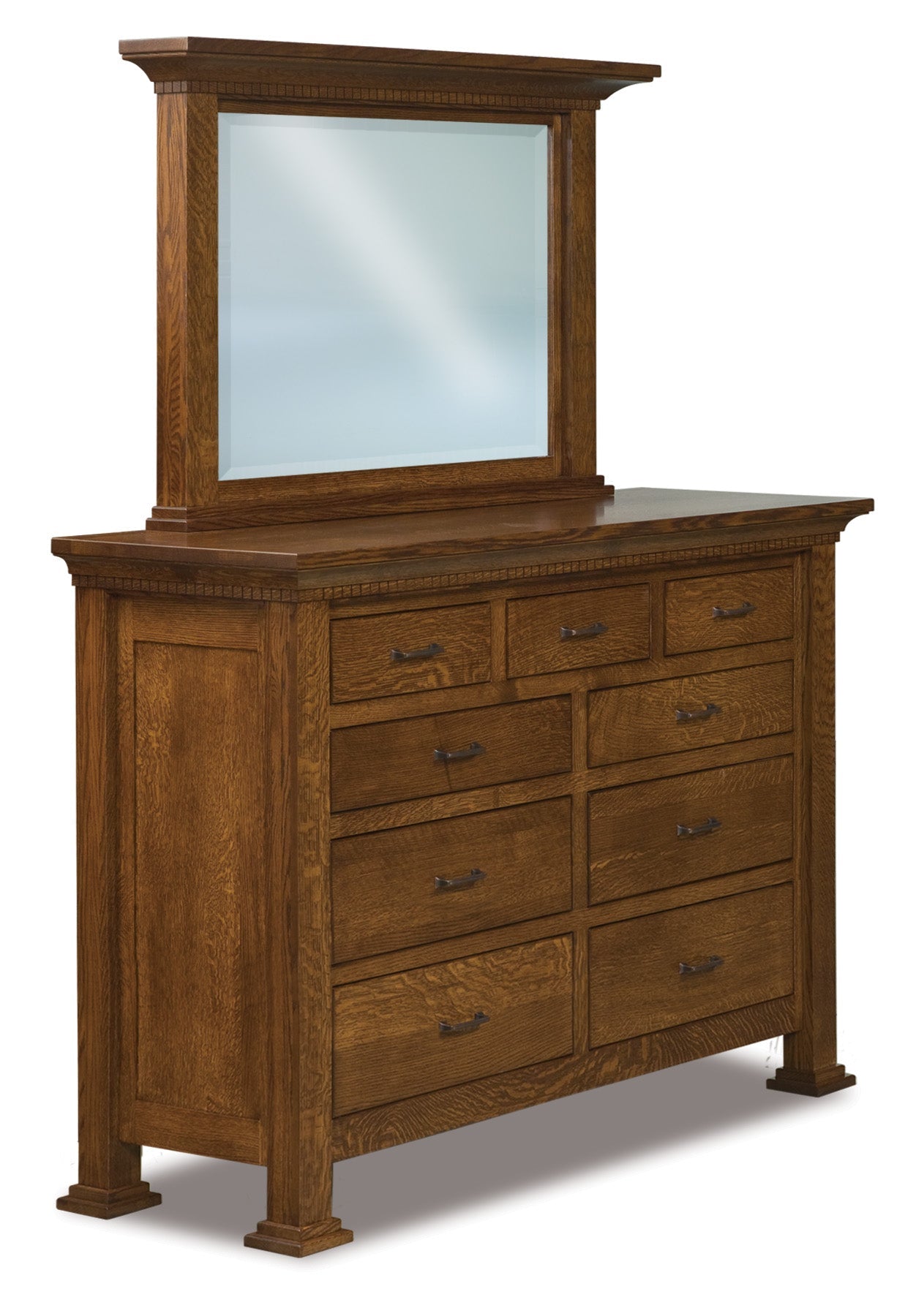 amish empire nine drawer dresser with mirror
