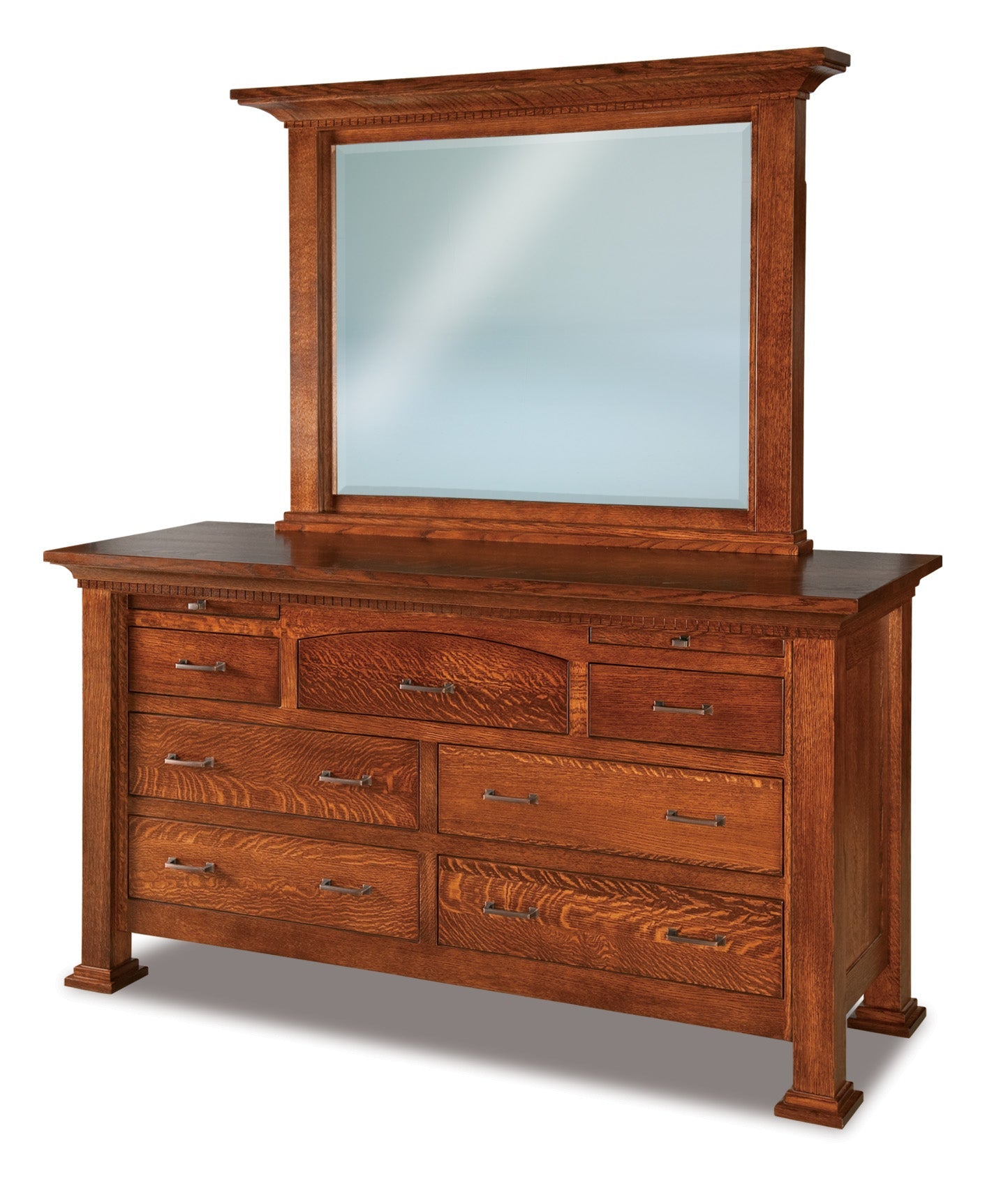 amish empire seven drawer dresser with two jewelry drawer and mirror 
