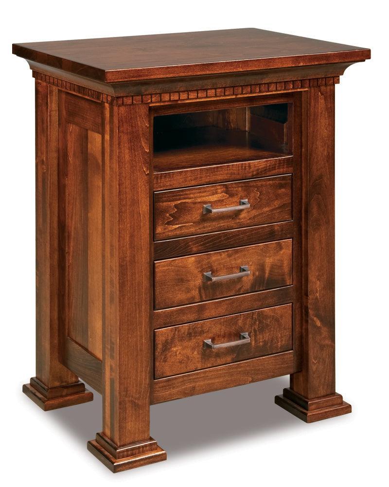 amish empire three drawer media nightstand