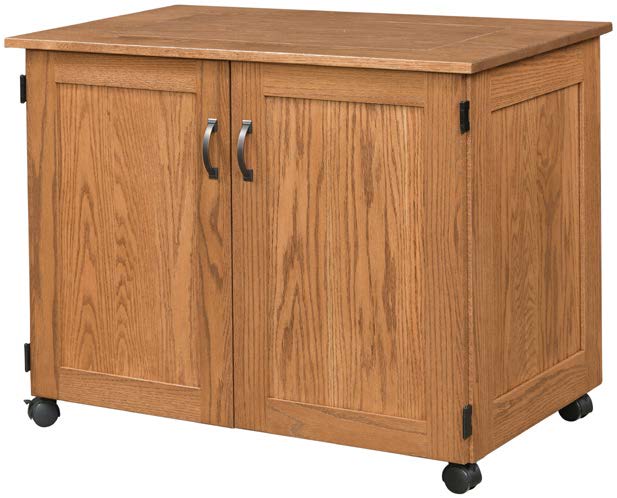 amish sewing cabinet shown in rustic quatersawn white oak