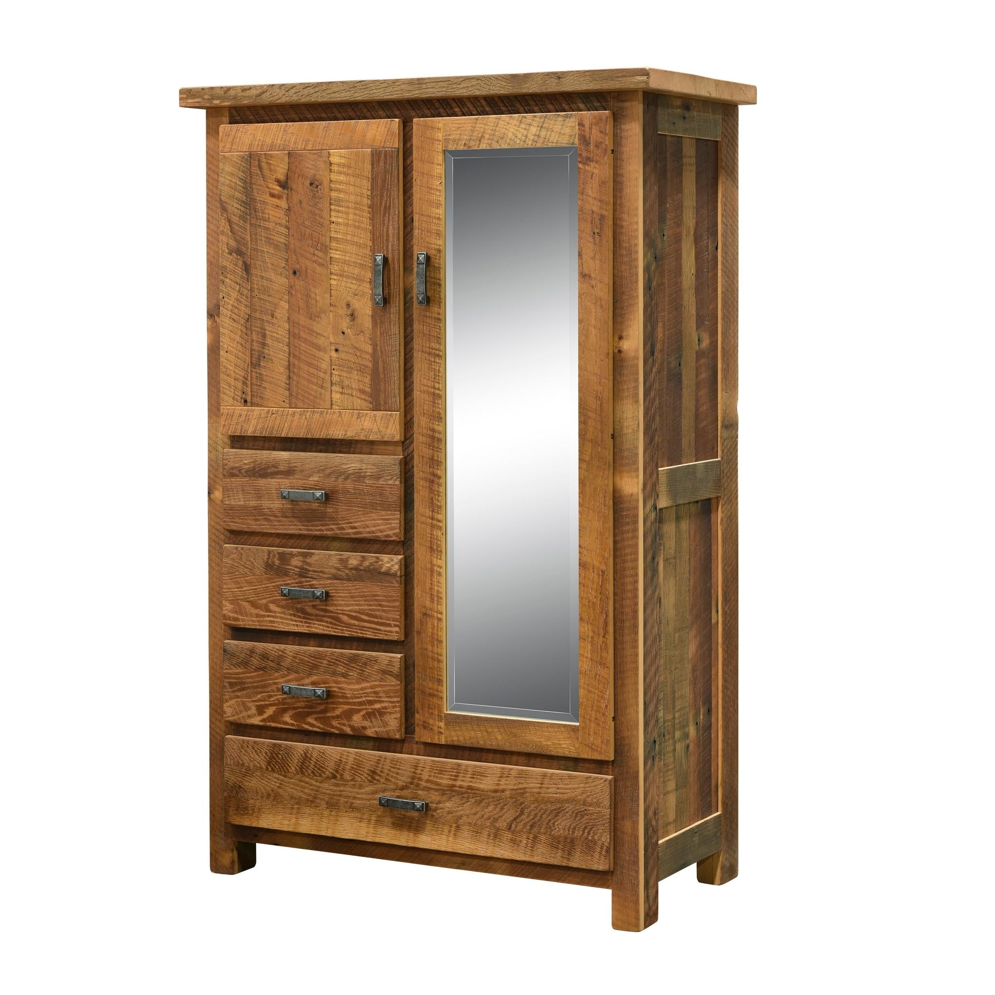 Amish Farmhouse Four Drawer Armoire-Armoire-Armoire w/ Mirror-Standard-The Amish House