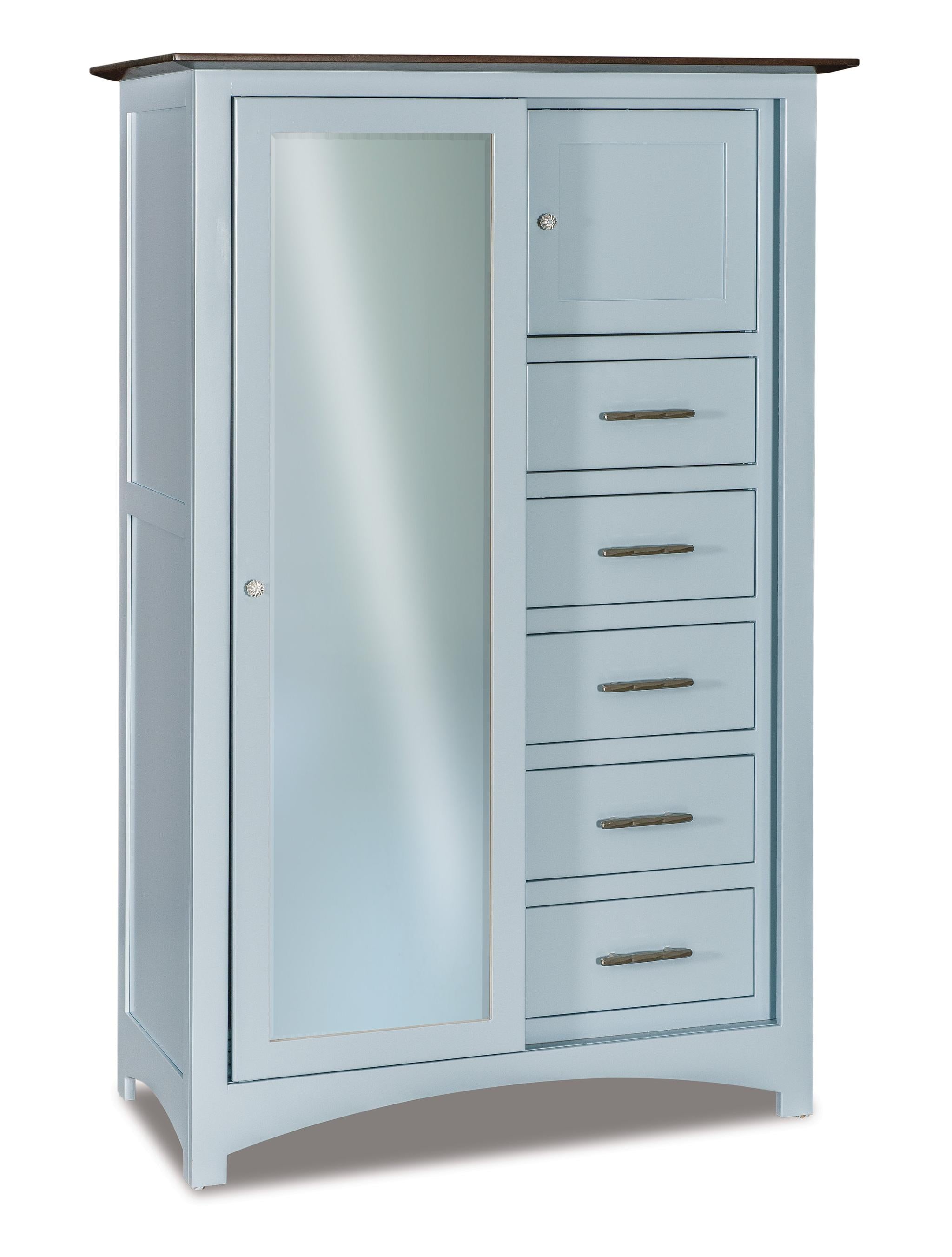 american made amish finland five drawer one door armoire with full length mirror