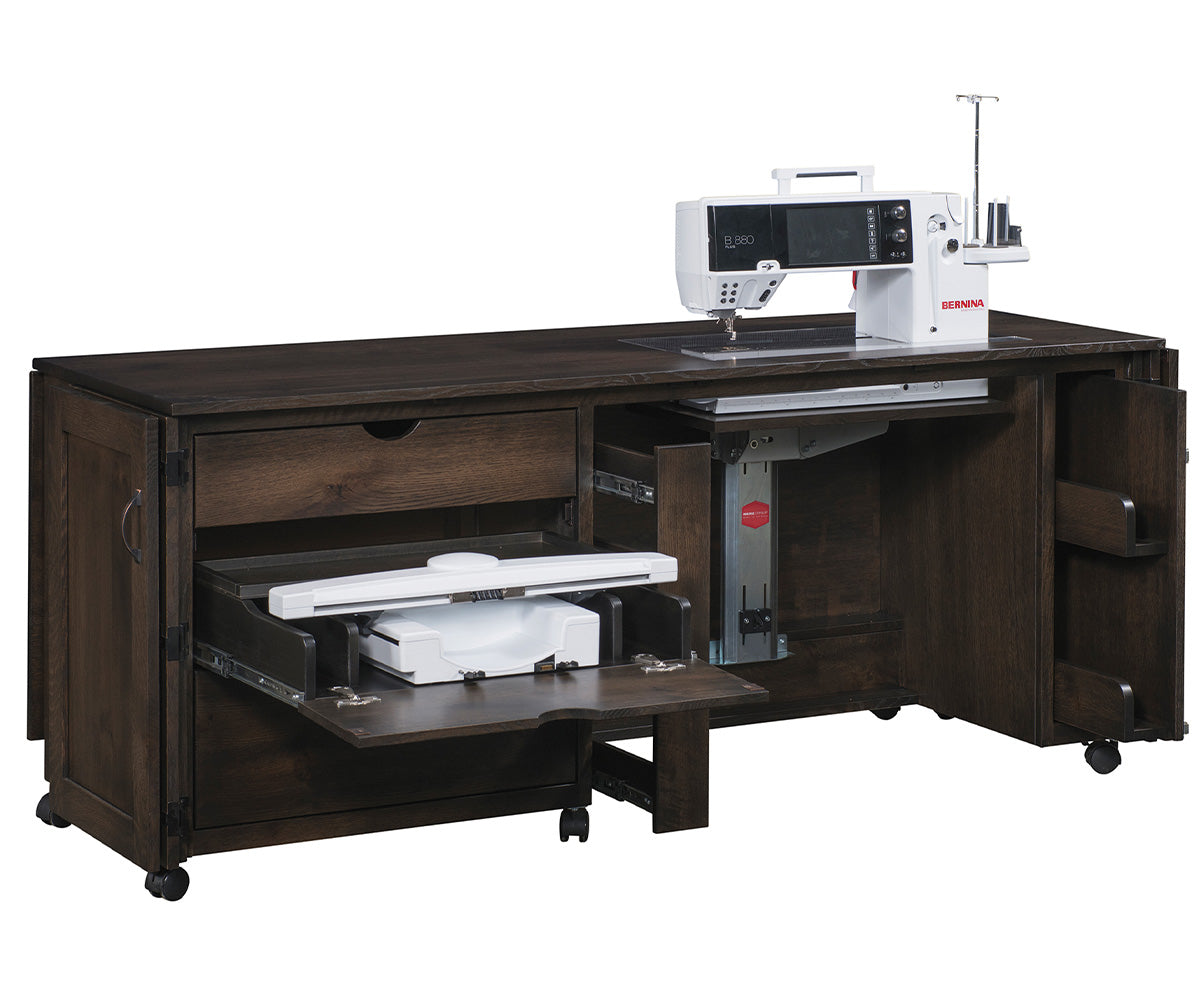 amish sewing cabinet shown in hickory 