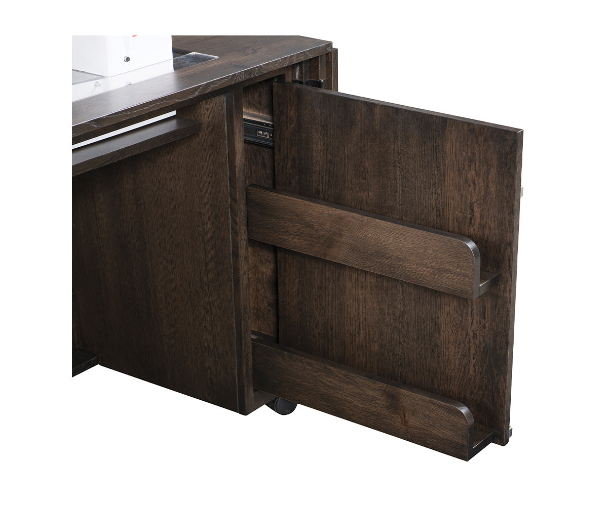 amish sewing cabinet shown in hickory