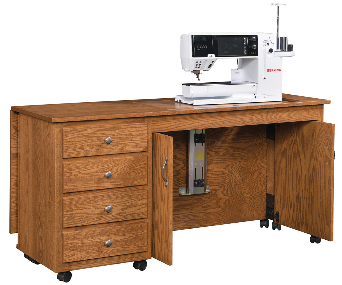 amish sewing cabinet shown in oak