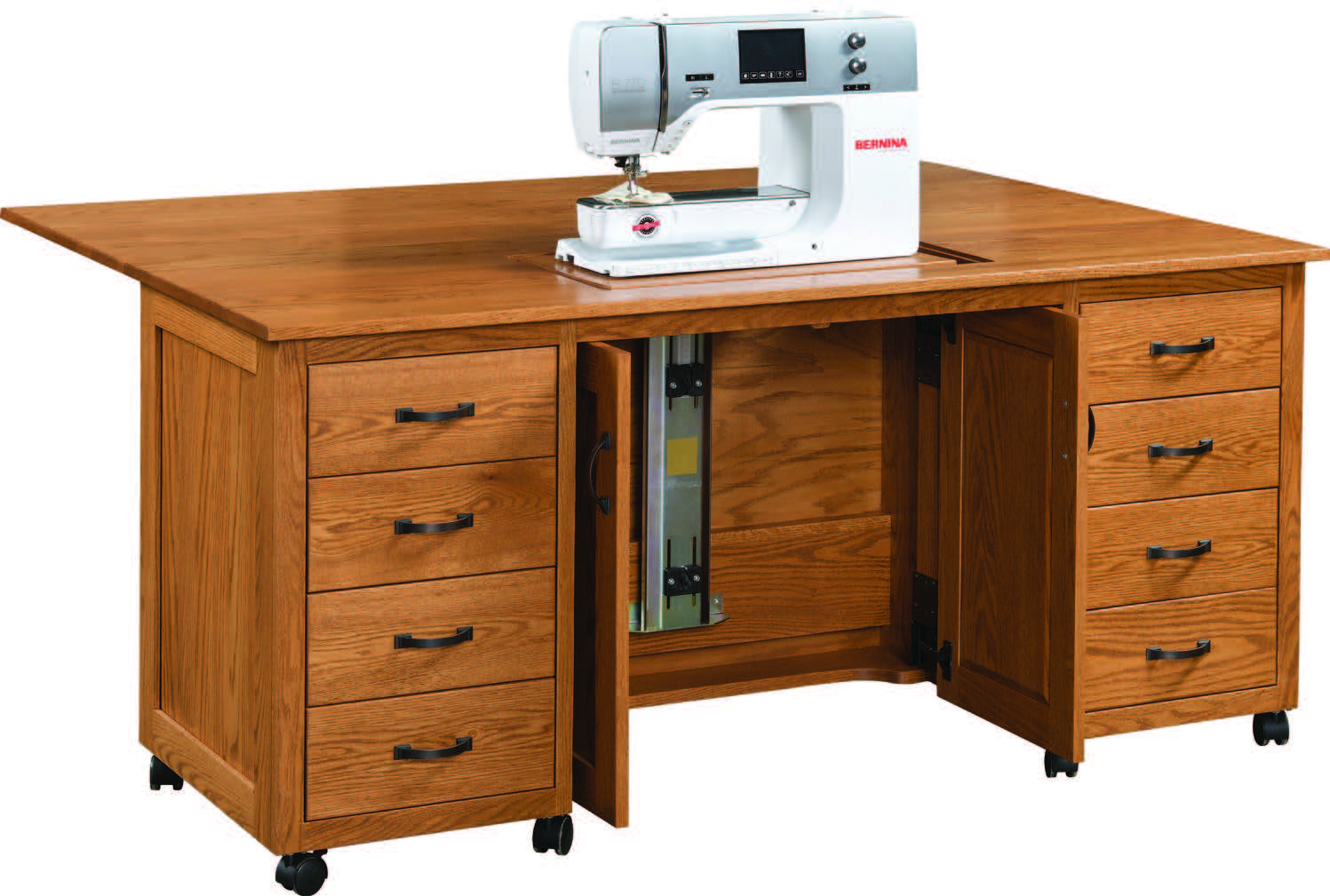 amish sewing cabinet shown in oak