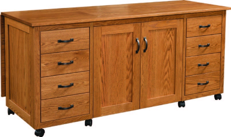 amish sewing cabinet shown in oak