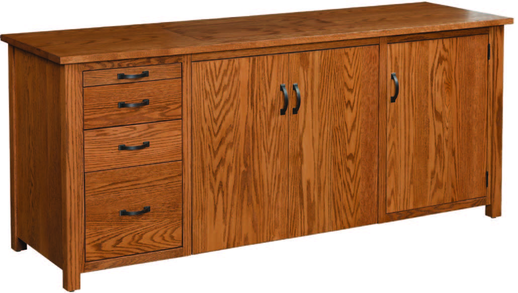 amish sewing cabinet shown in brown maple