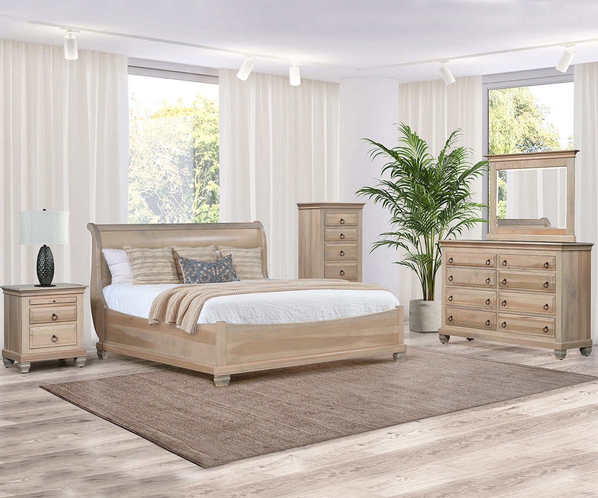 Amish Florentino Sleigh Bed With Boat Footboard-Bed-The Amish House