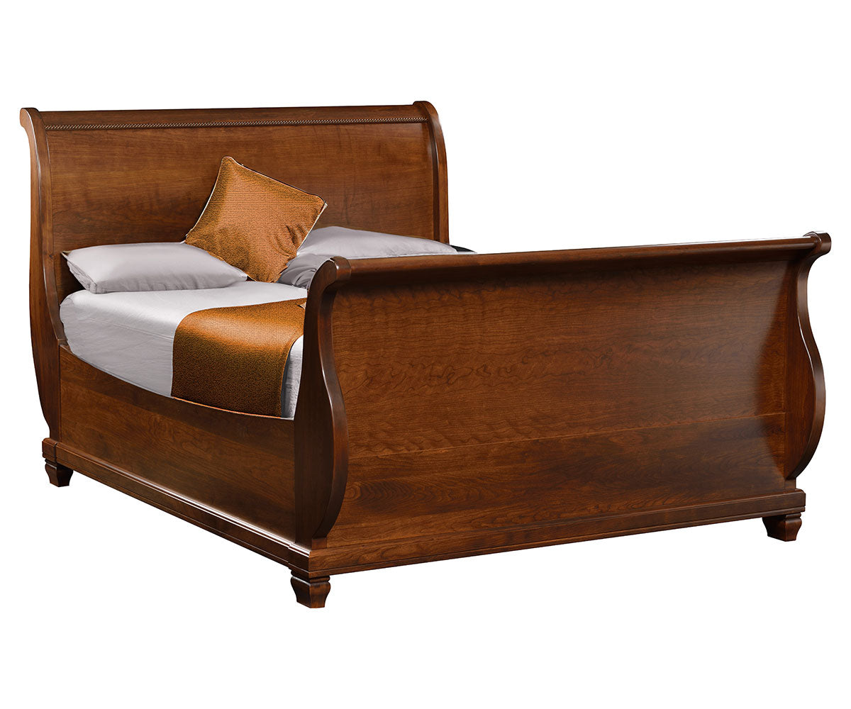 Amish Florentino Sleigh Bed With Sleigh Footboard-Bed-The Amish House