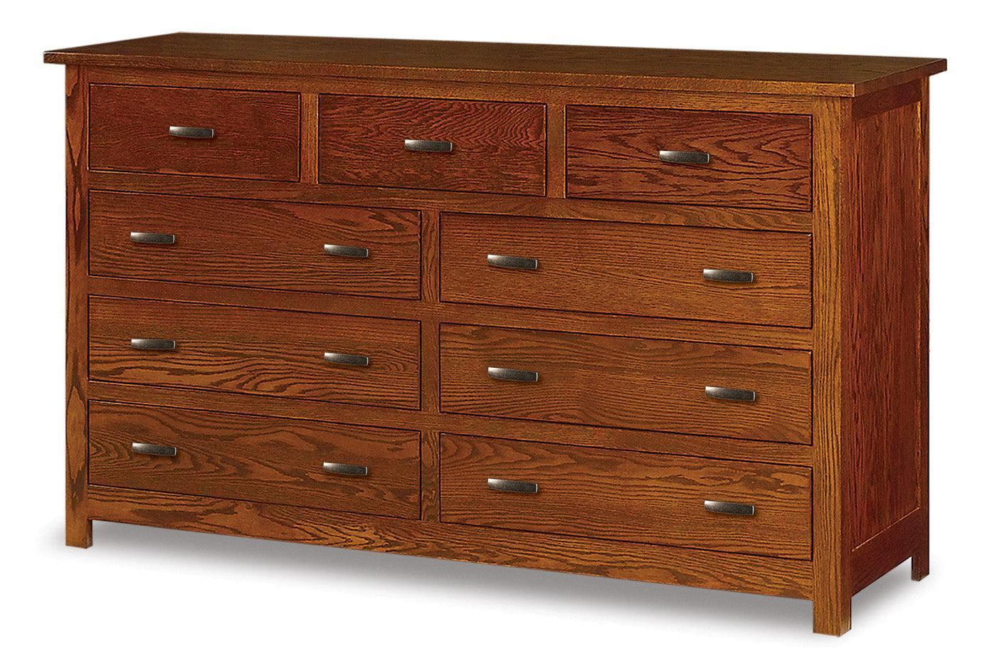 Amish Flush Mission Nine Drawer Dresser