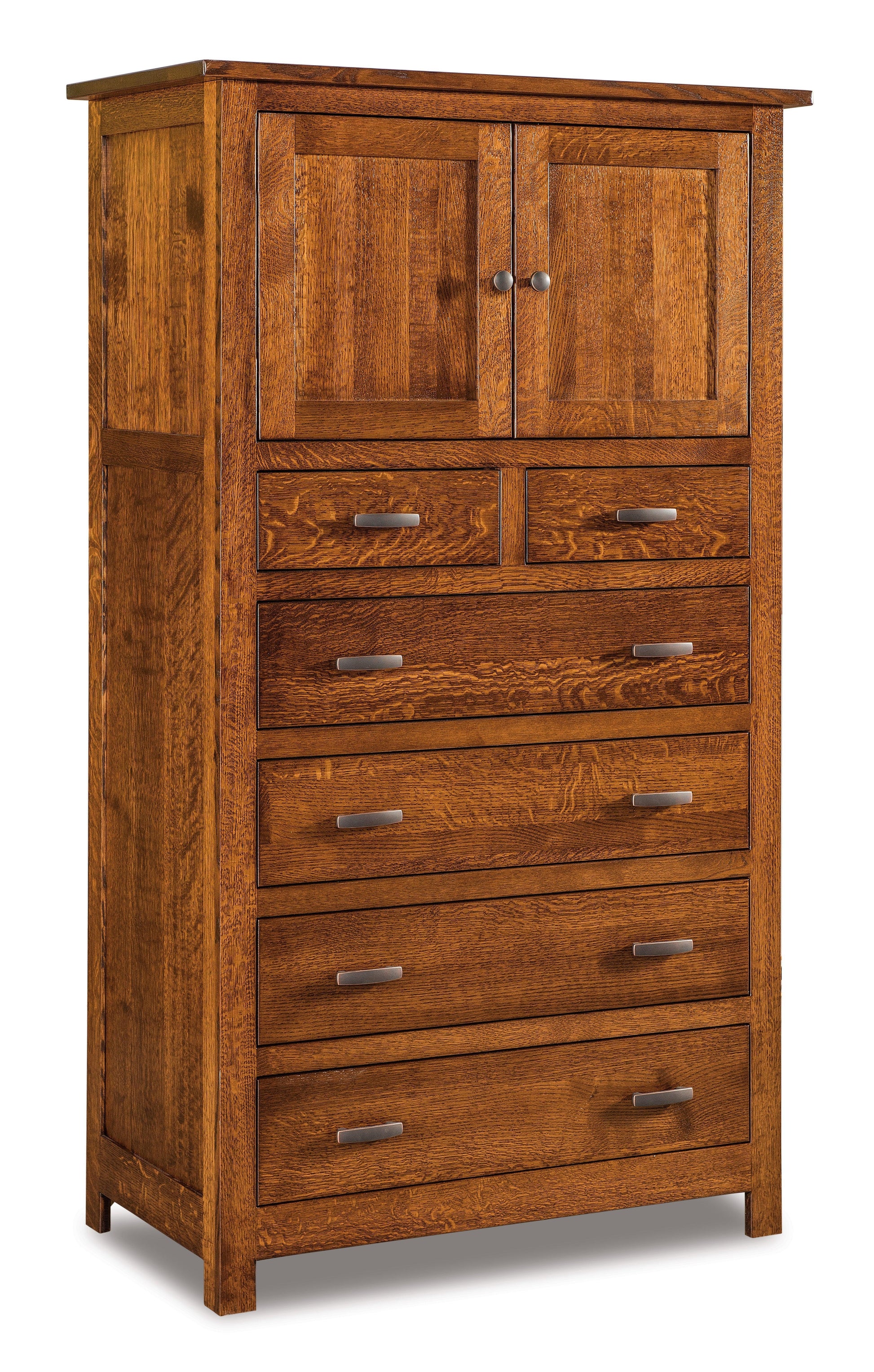 Amish Flush Mission Six Drawer Two Door Chest Armoire