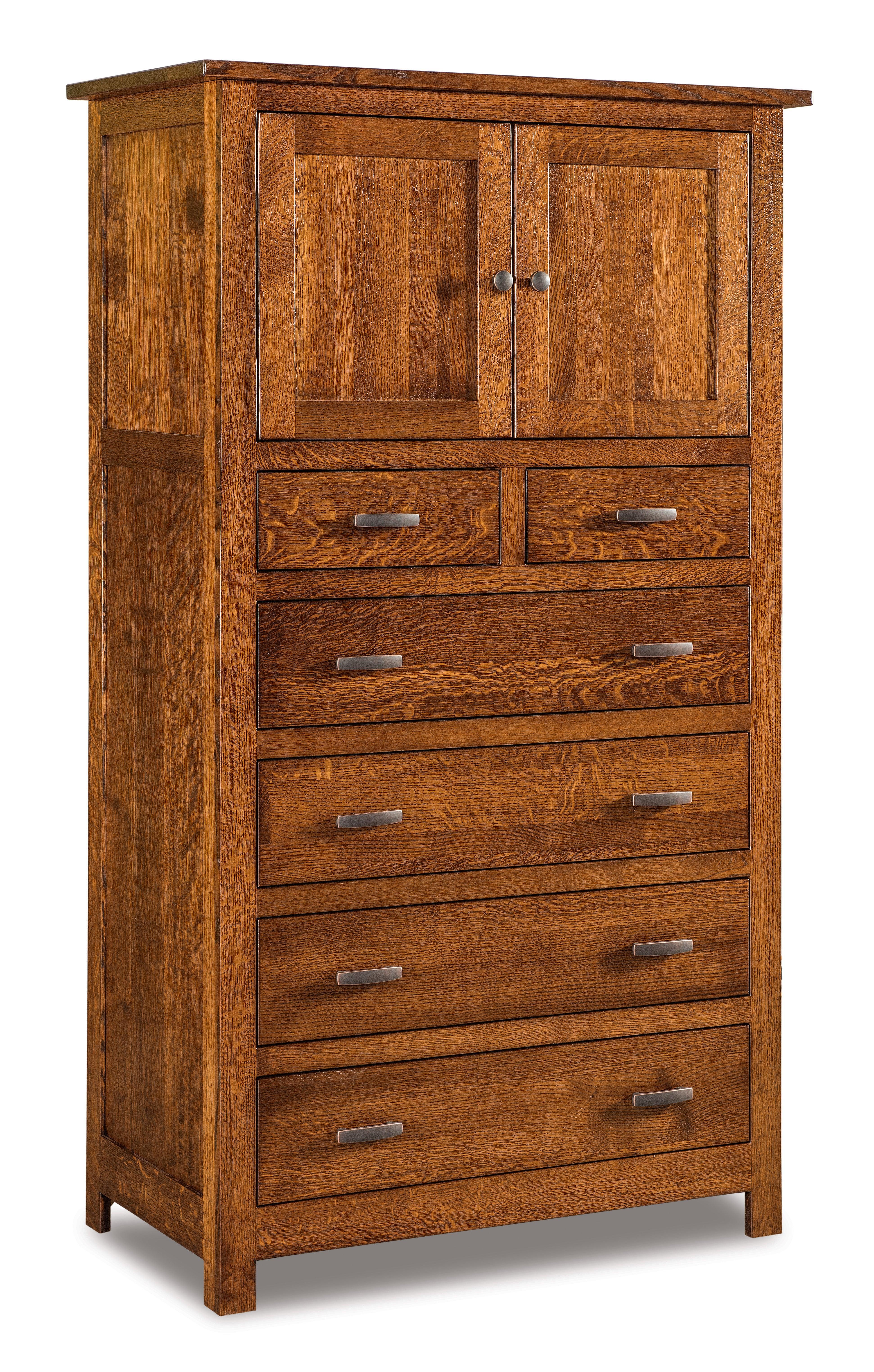 Amish Flush Mission Six Drawer Two Door Chest Armoire