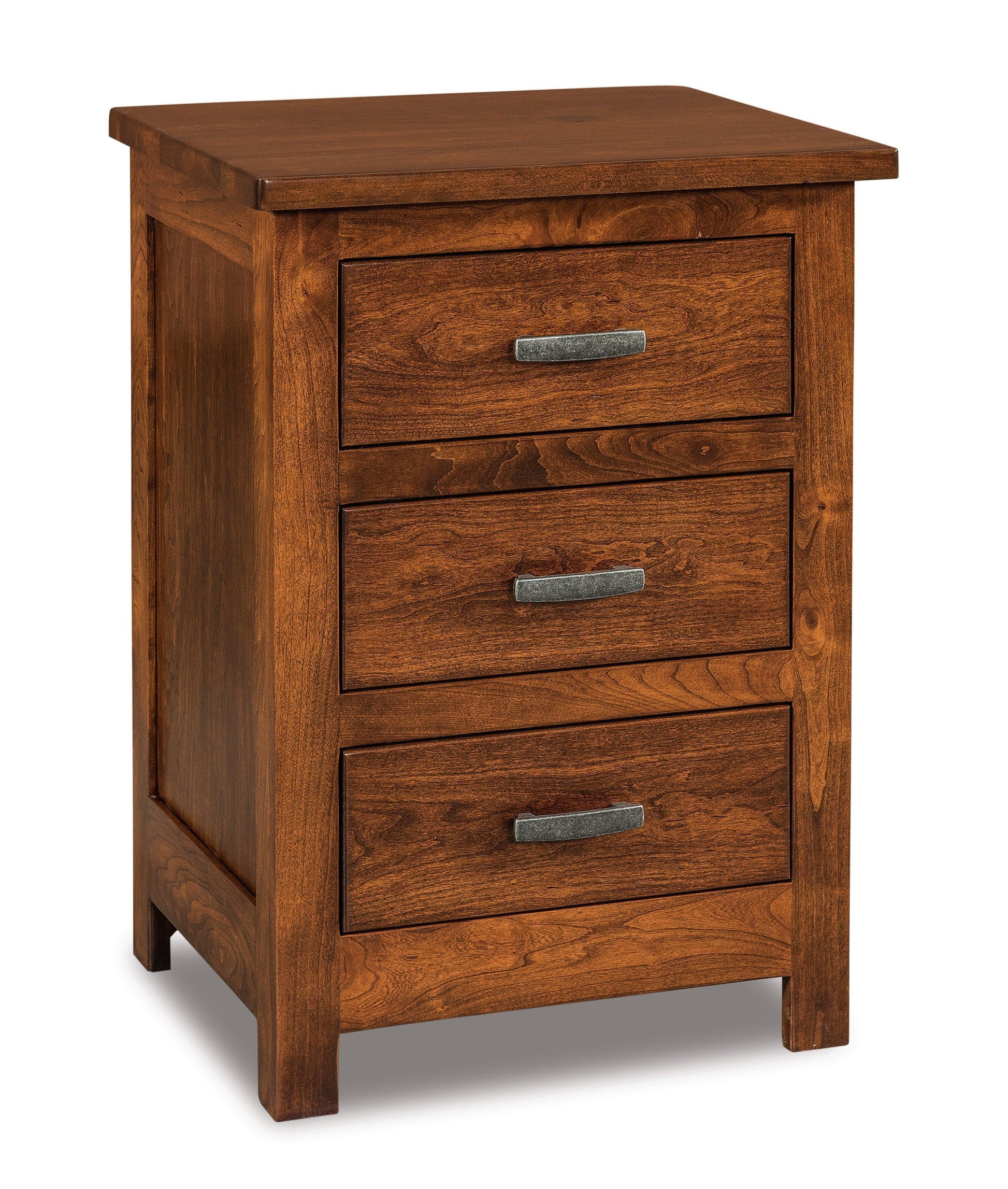 Amish Flush Mission Three Drawer Nightstand