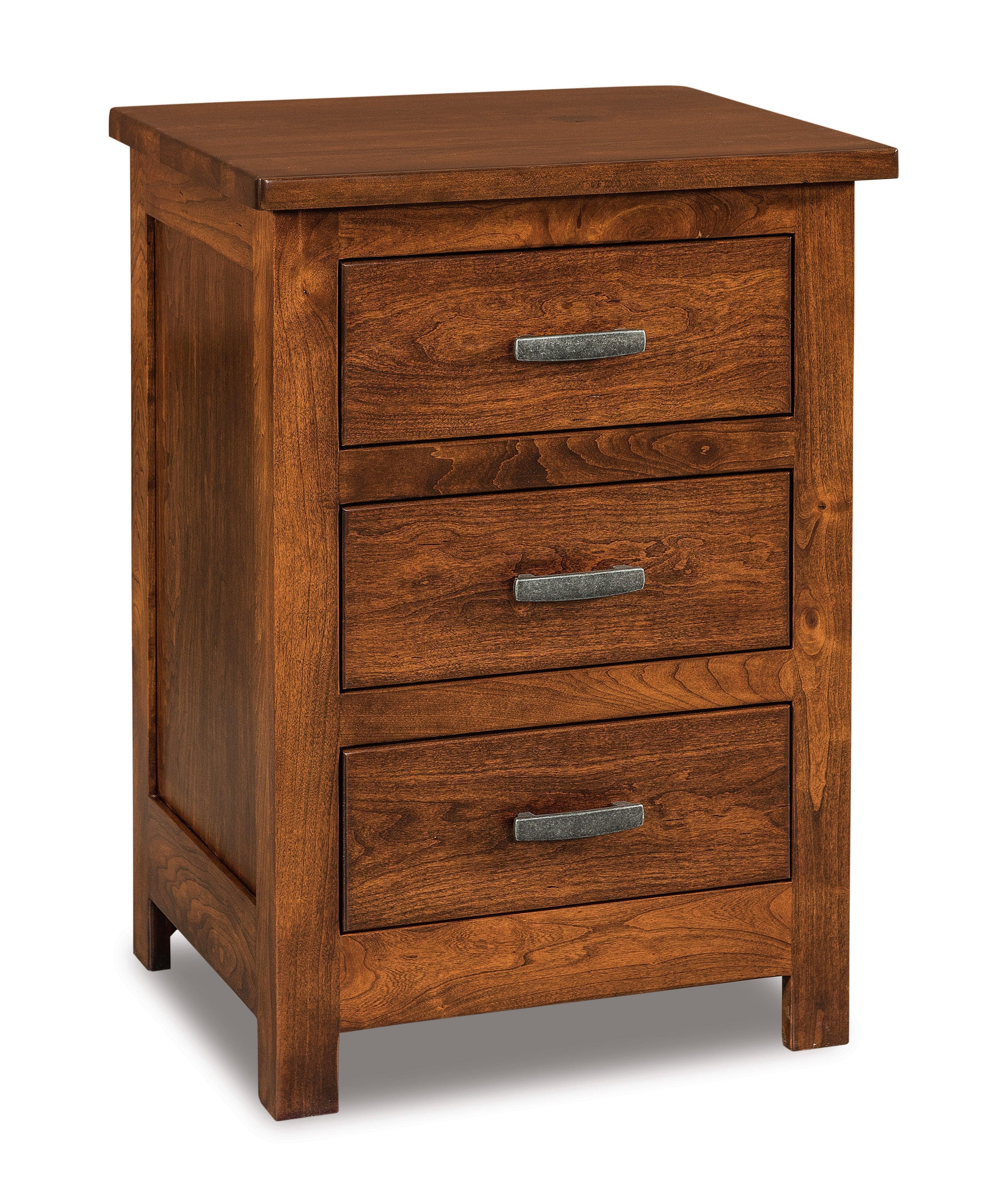 Amish Flush Mission Three Drawer Nightstand