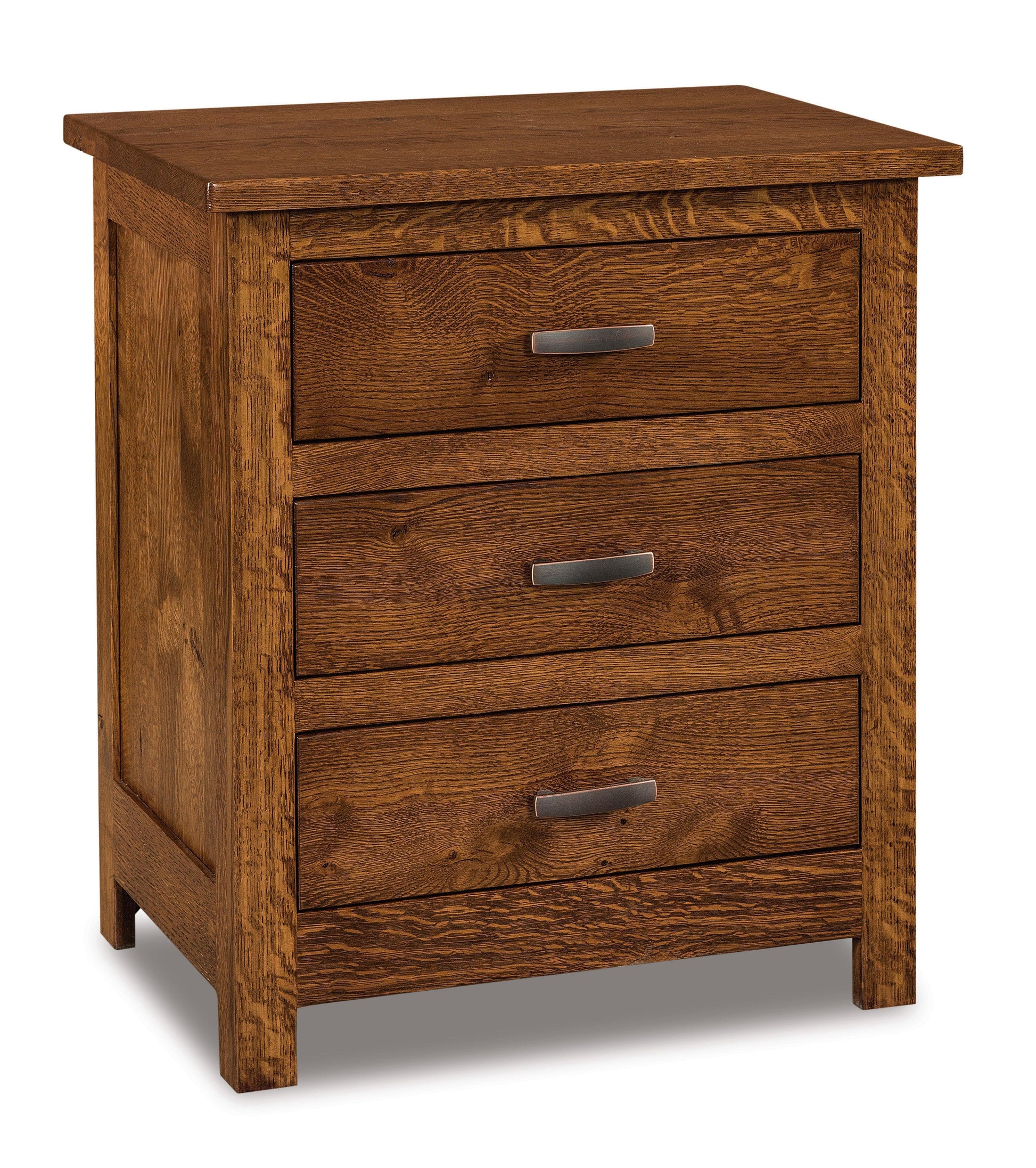 Amish Flush Mission Three Drawer Nightstand