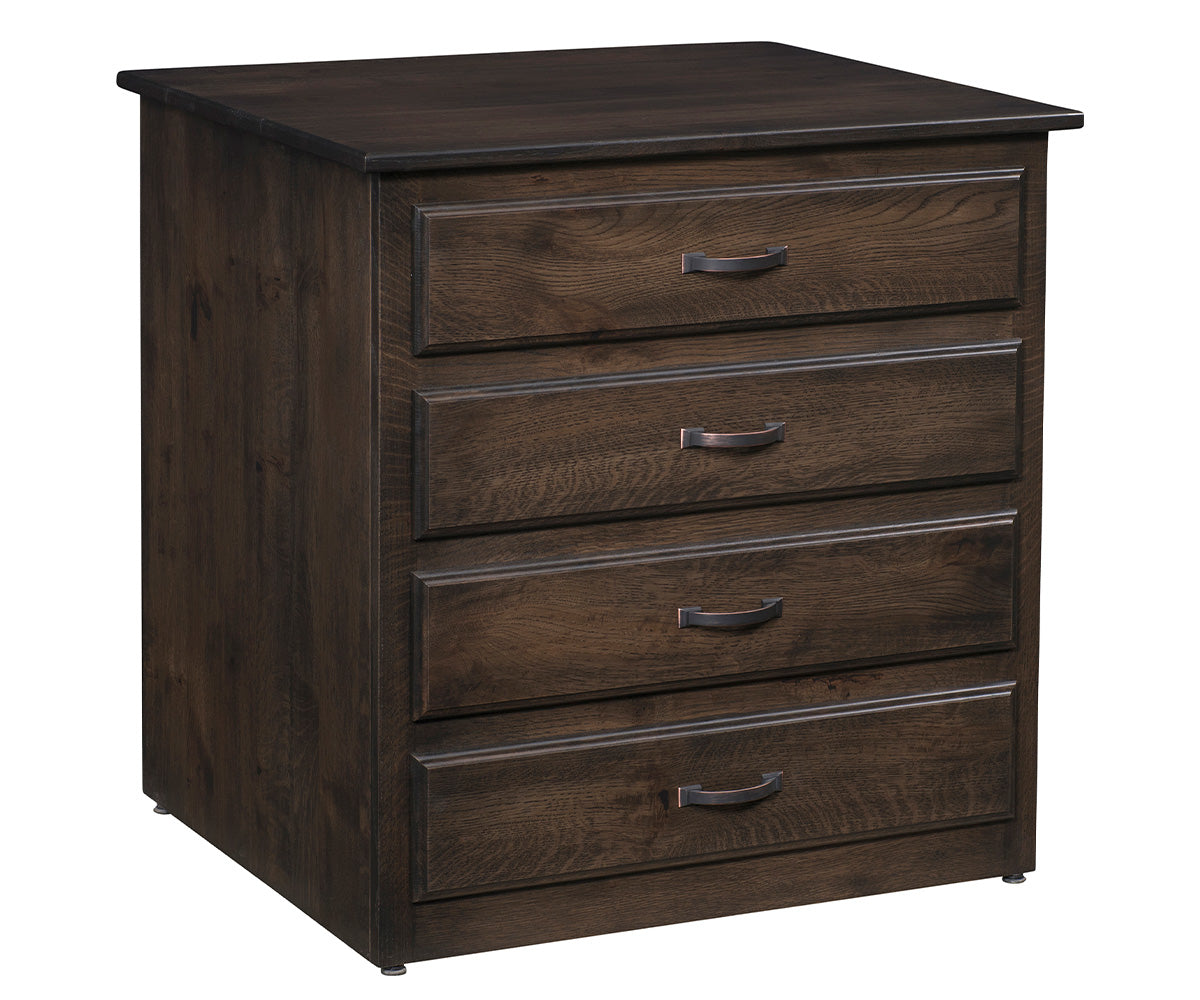 amish sewing cabinet shown in brown maple