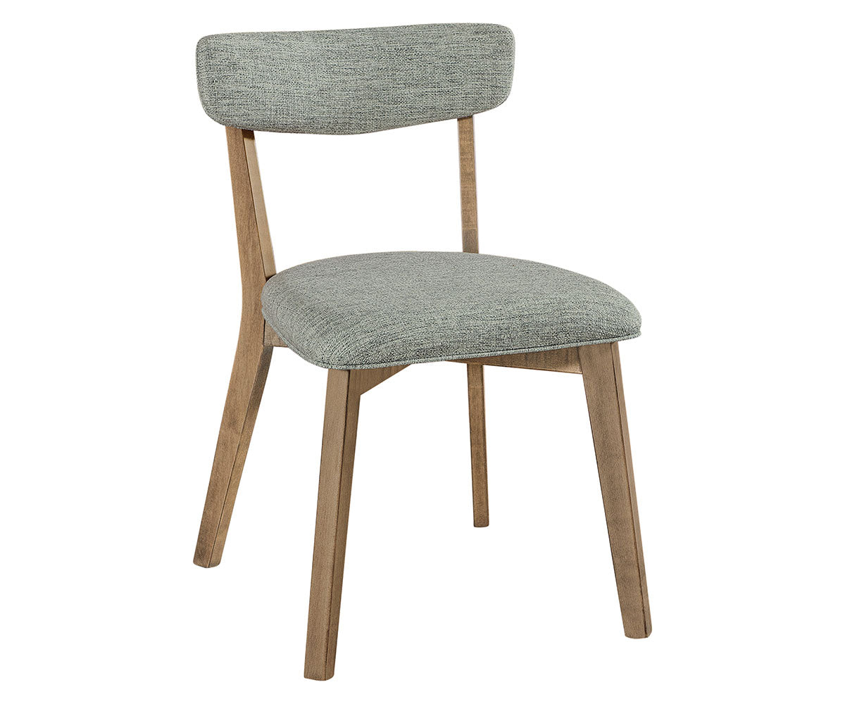 glover side chair in brown maple with sandstone stain and fritter fabric