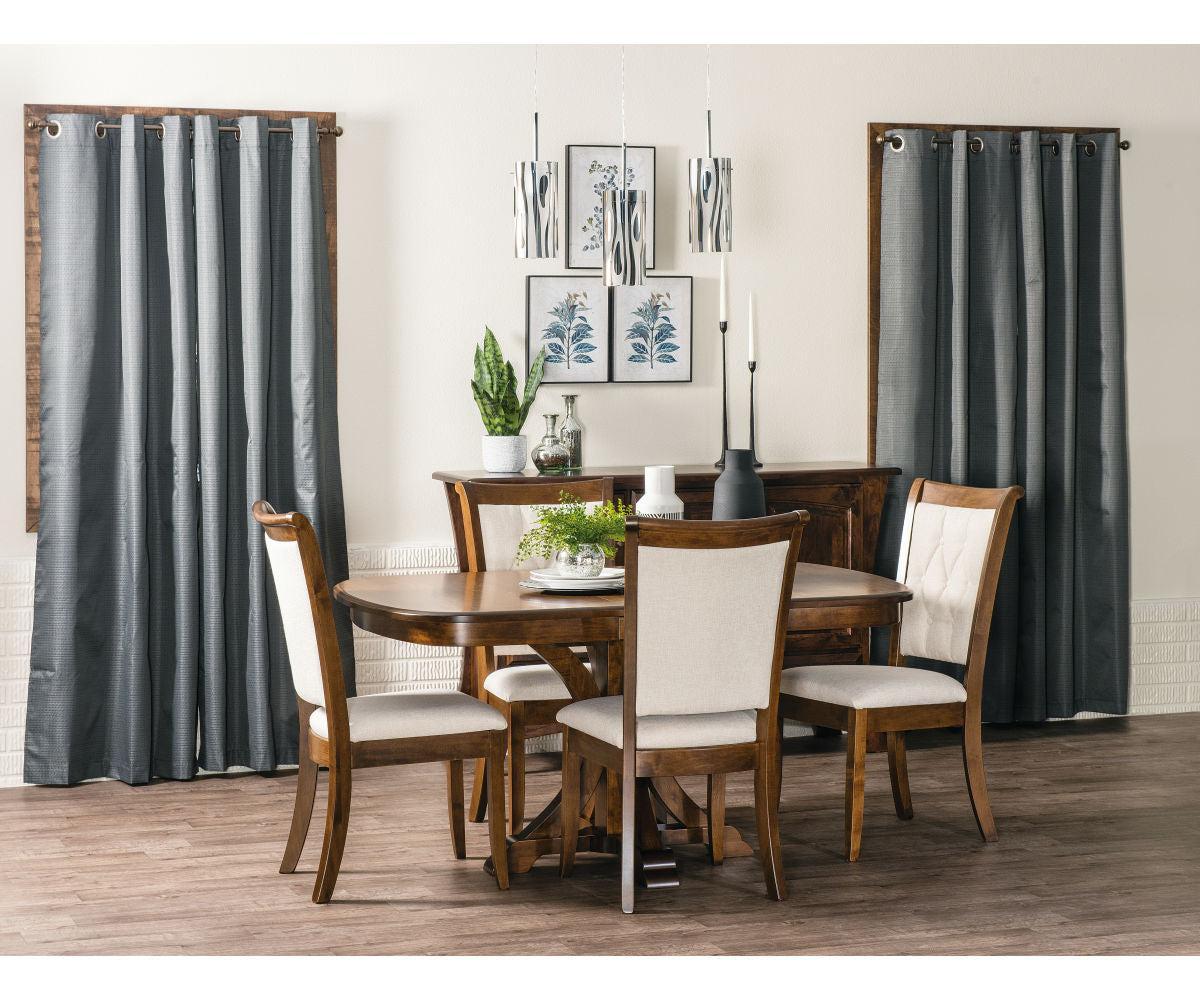 Amish Granite Single Pedestal Table Without Self Store Leaves