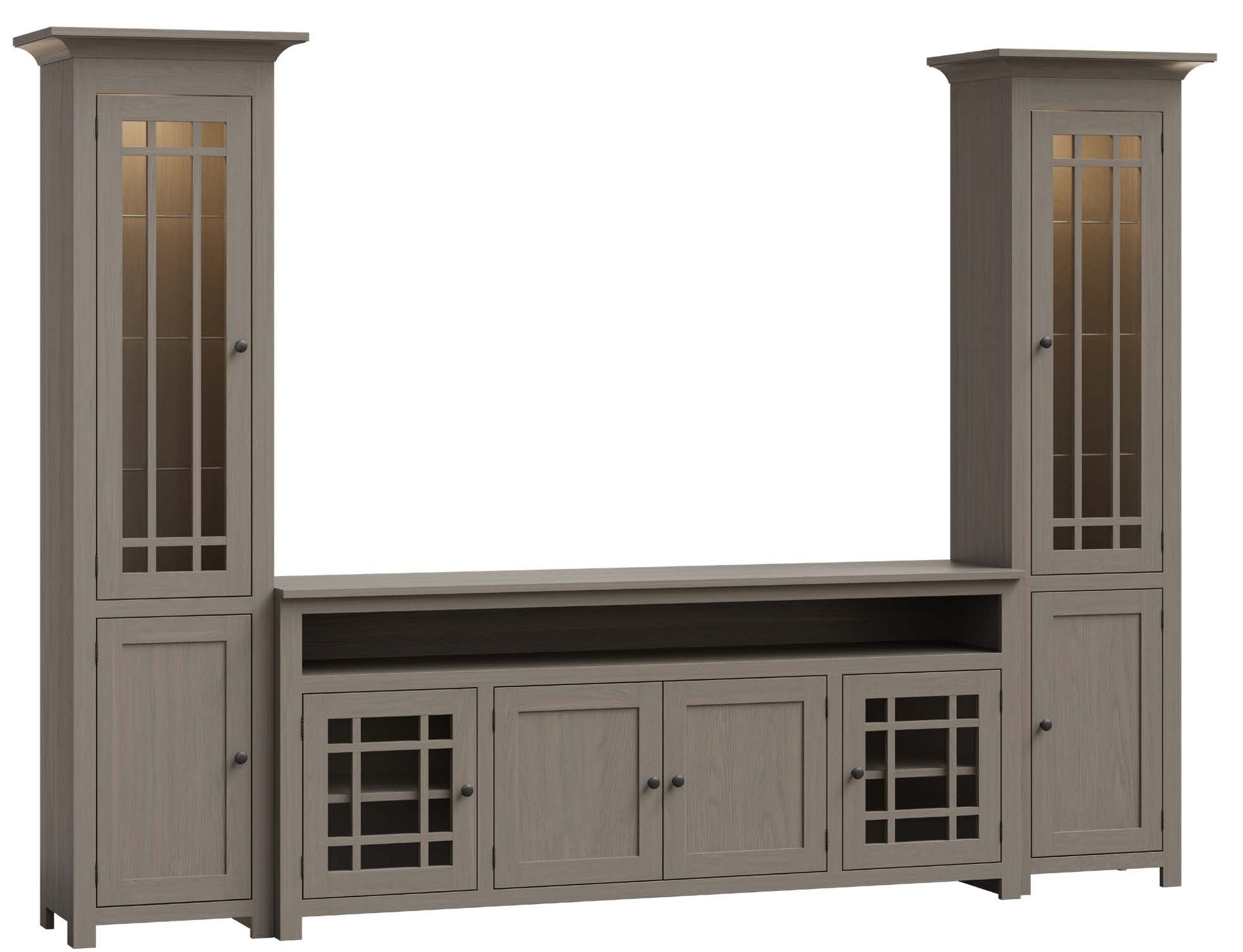 amish entertainment center shown in oak