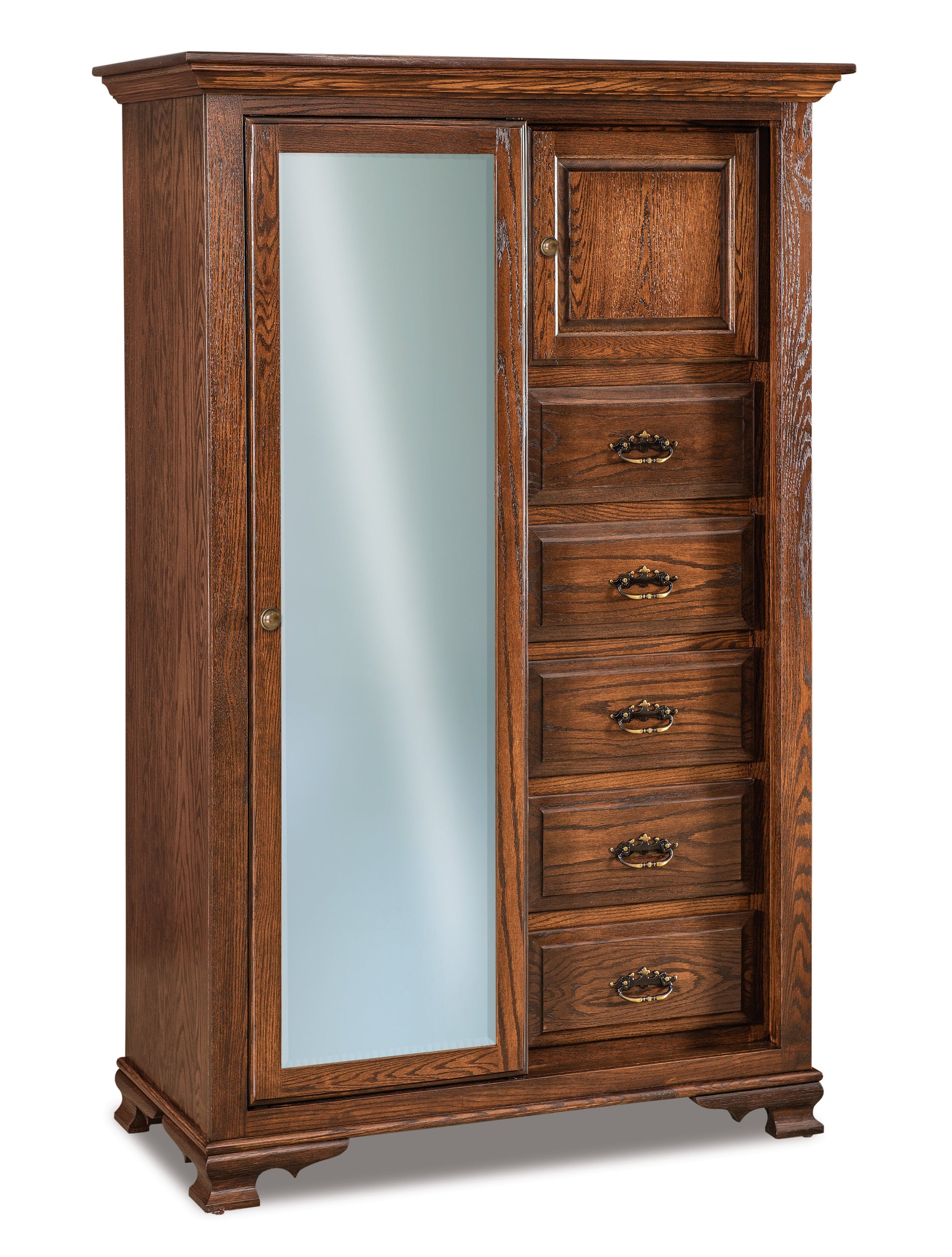 Amish Heritage Five Drawer One Door With Sliding Door Chifferobe