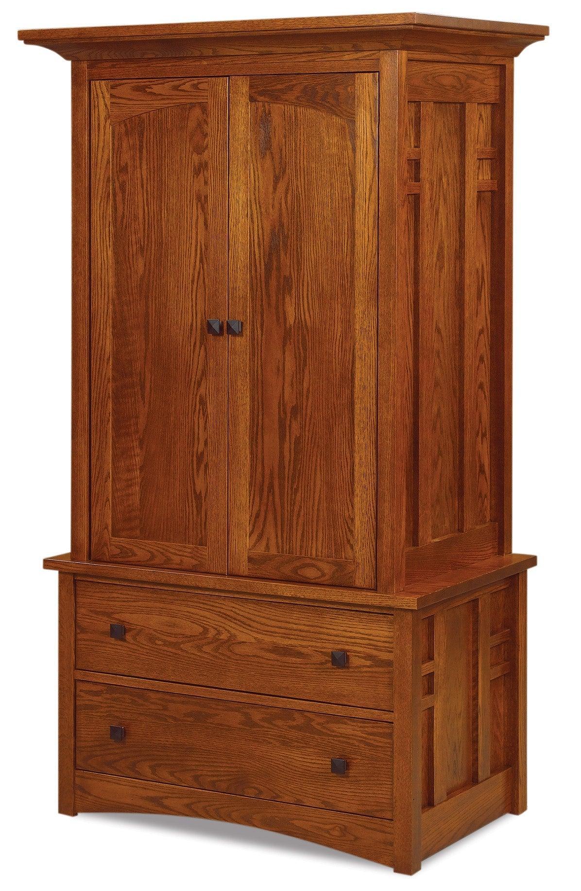 american made amish kascade two drawer two door armoire
