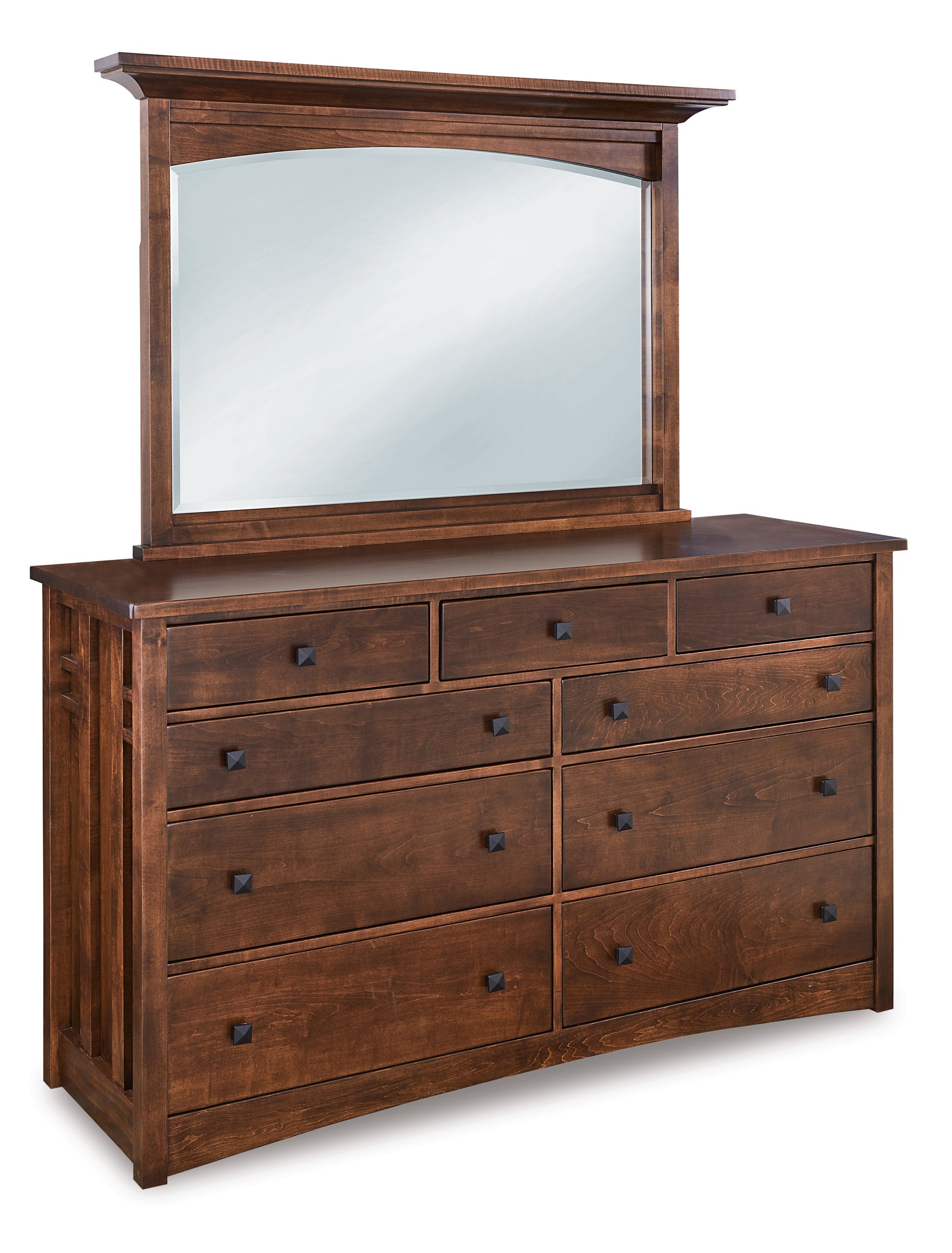 american made amish kascade nine drawer dresser with mirror