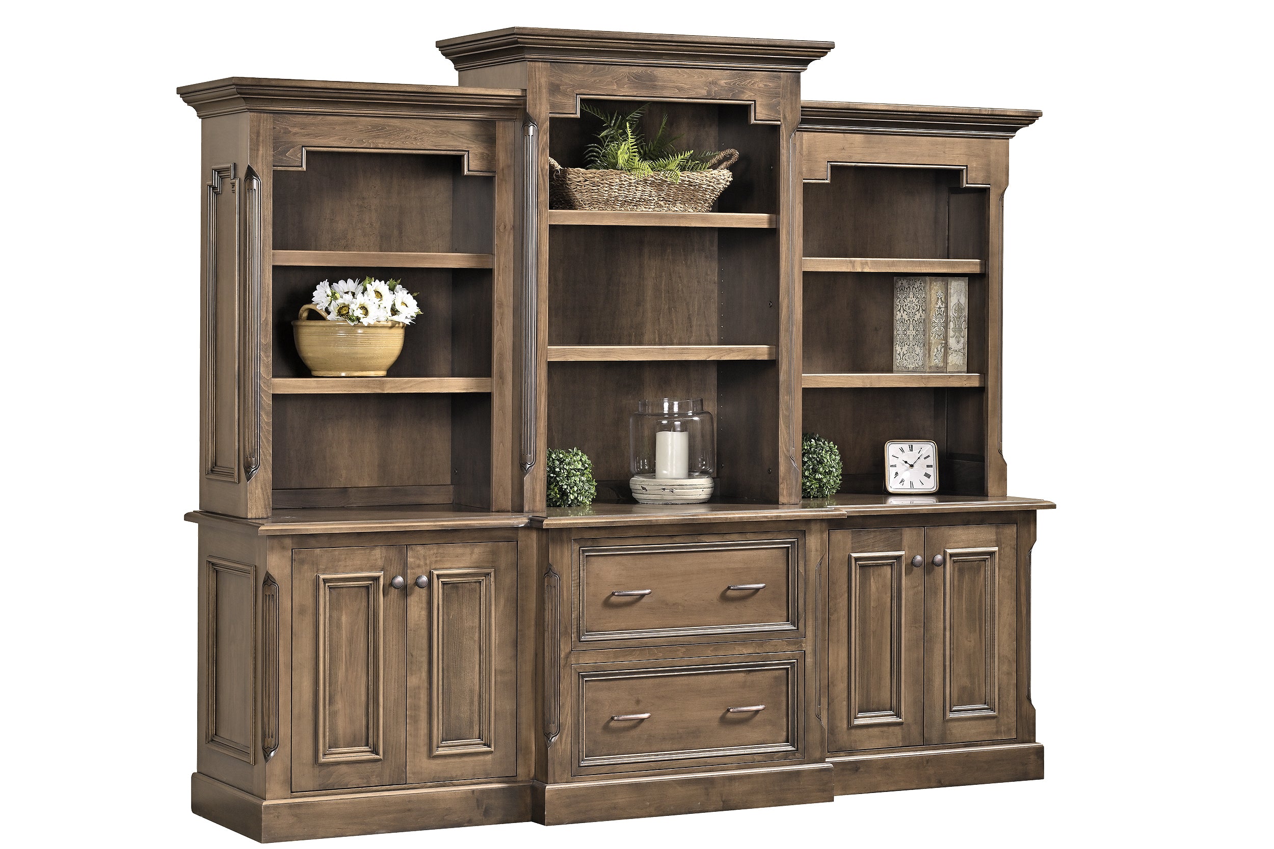 Amish Kingston 92" Base and Three Piece Hutch
