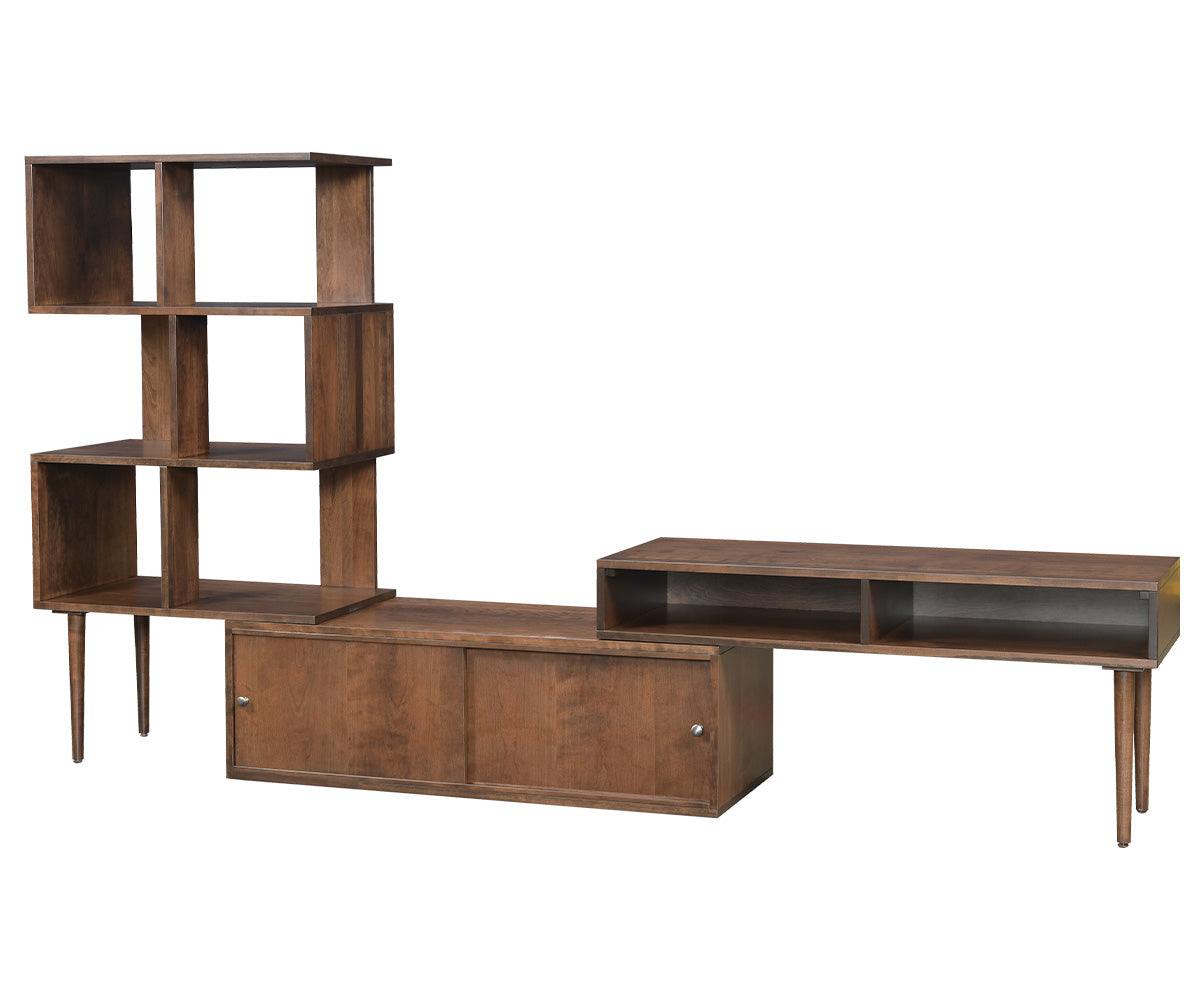 amish bookcase shown in brown maple