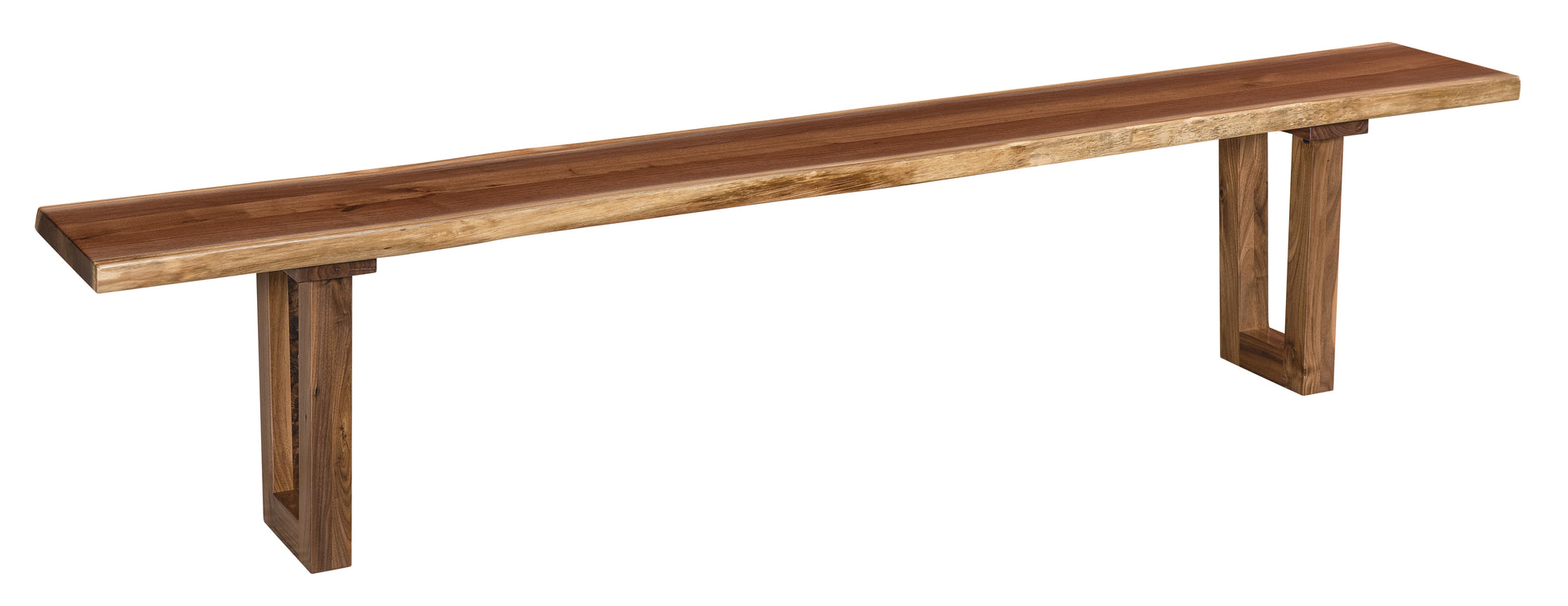 the laporte bench shown in rustic walnut in a natural finish 