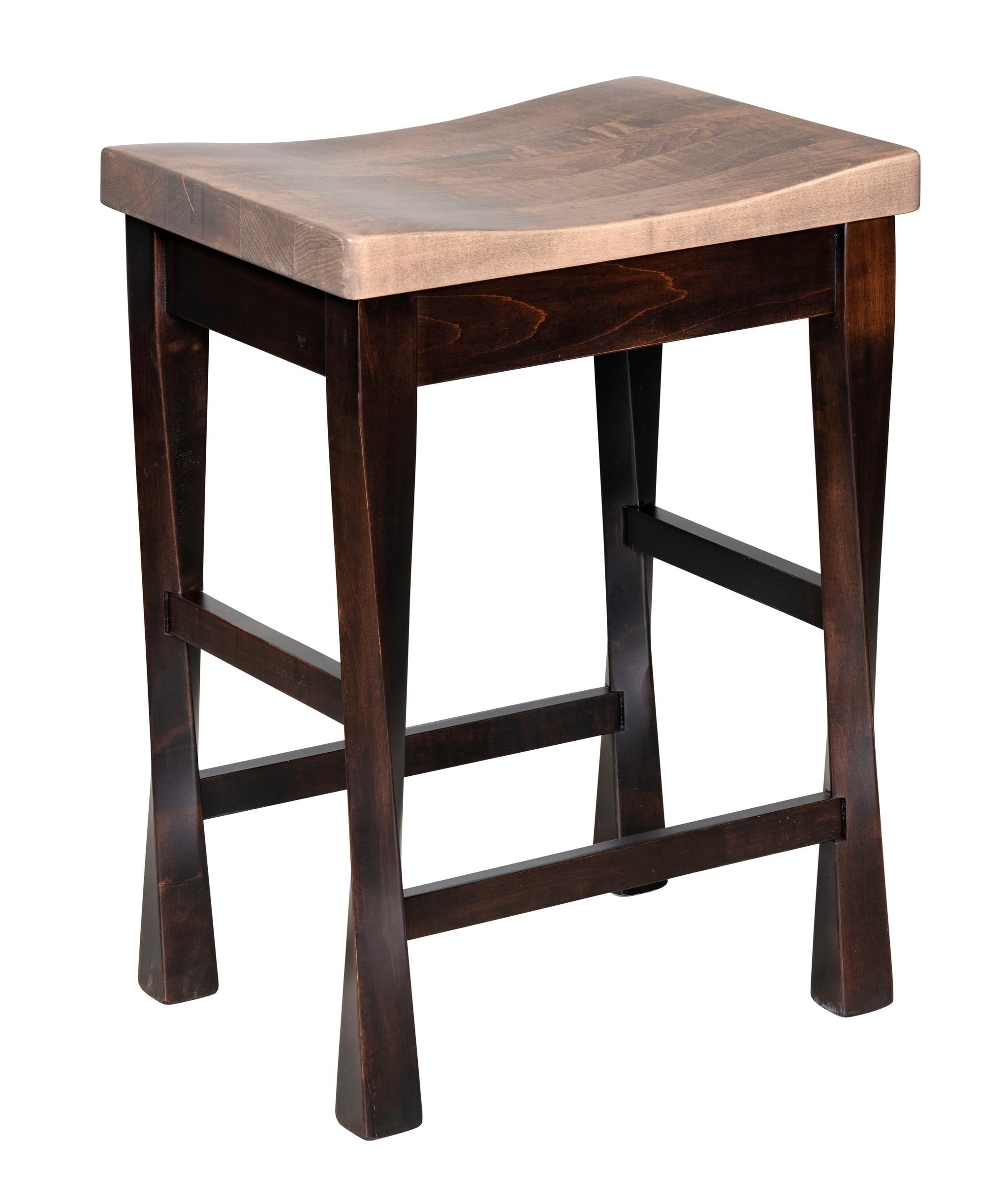 Amish Lexington Backless Stationary Bar Stool-Bar Stool-24" Stationary Bar Stool-Brown Maple-Wood Seat-The Amish House