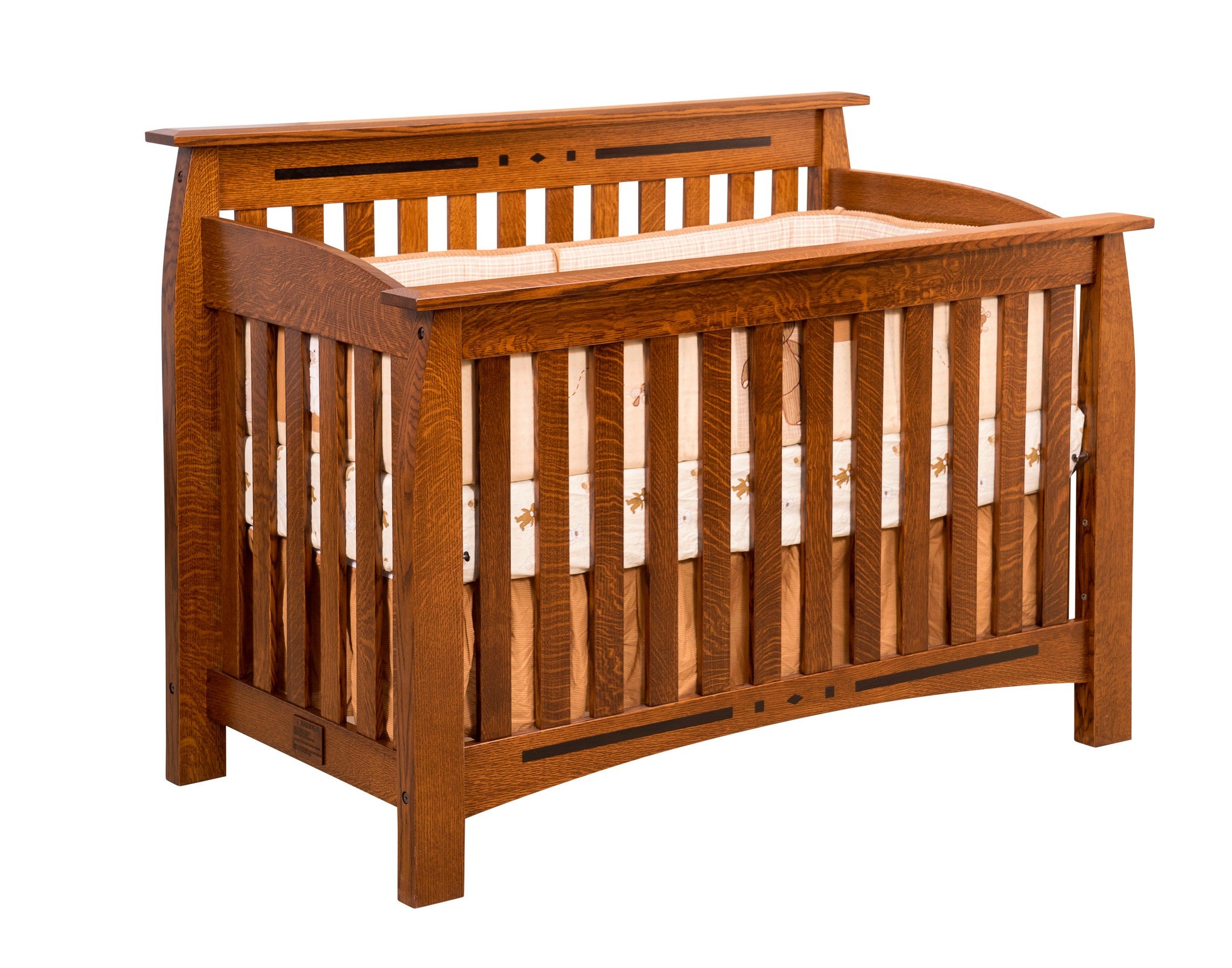 linbergh crib in quartersawn white oak with goldern brown stain