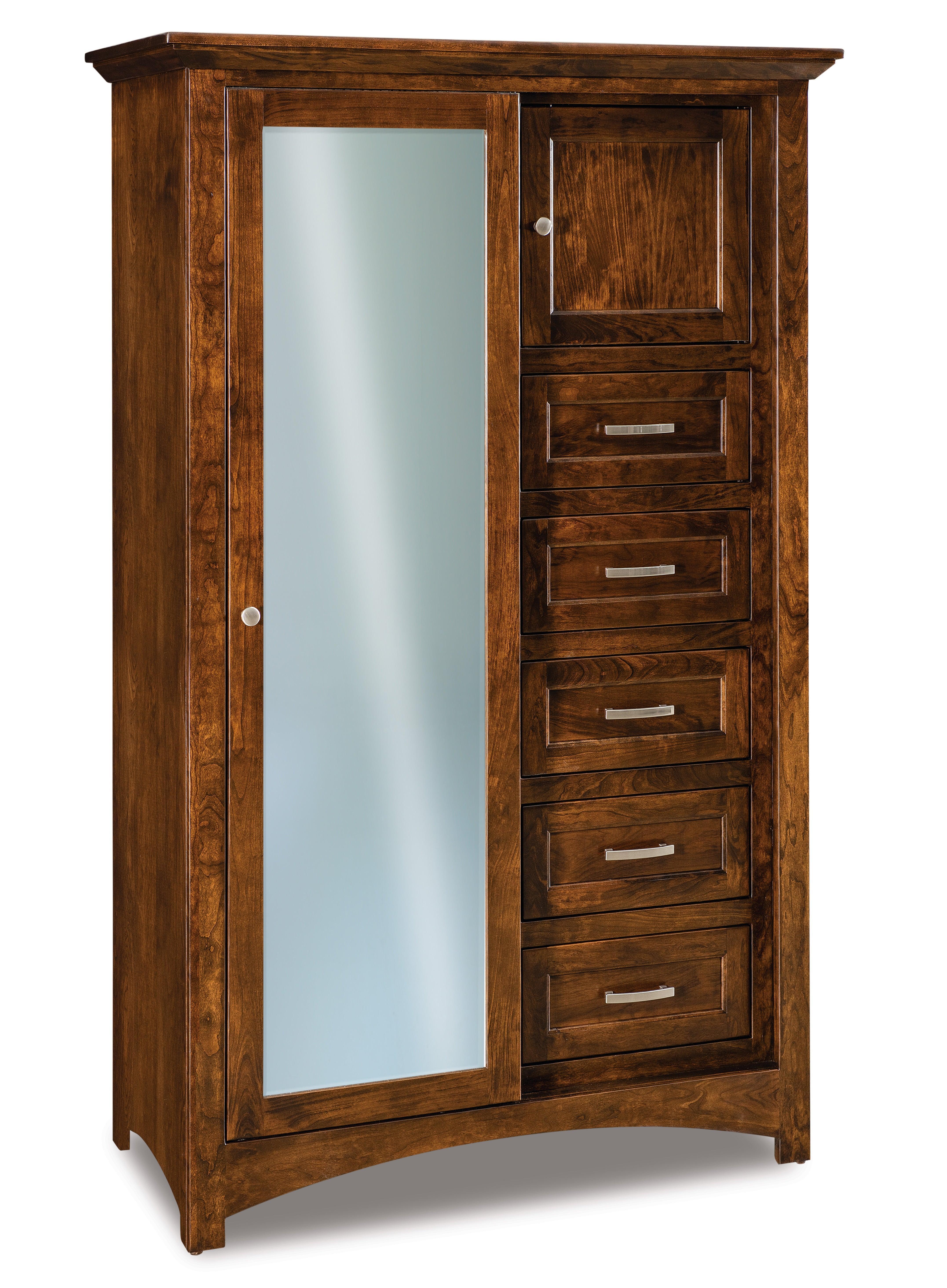 Amish Lincoln Five Drawer Sliding Door Chifforobe